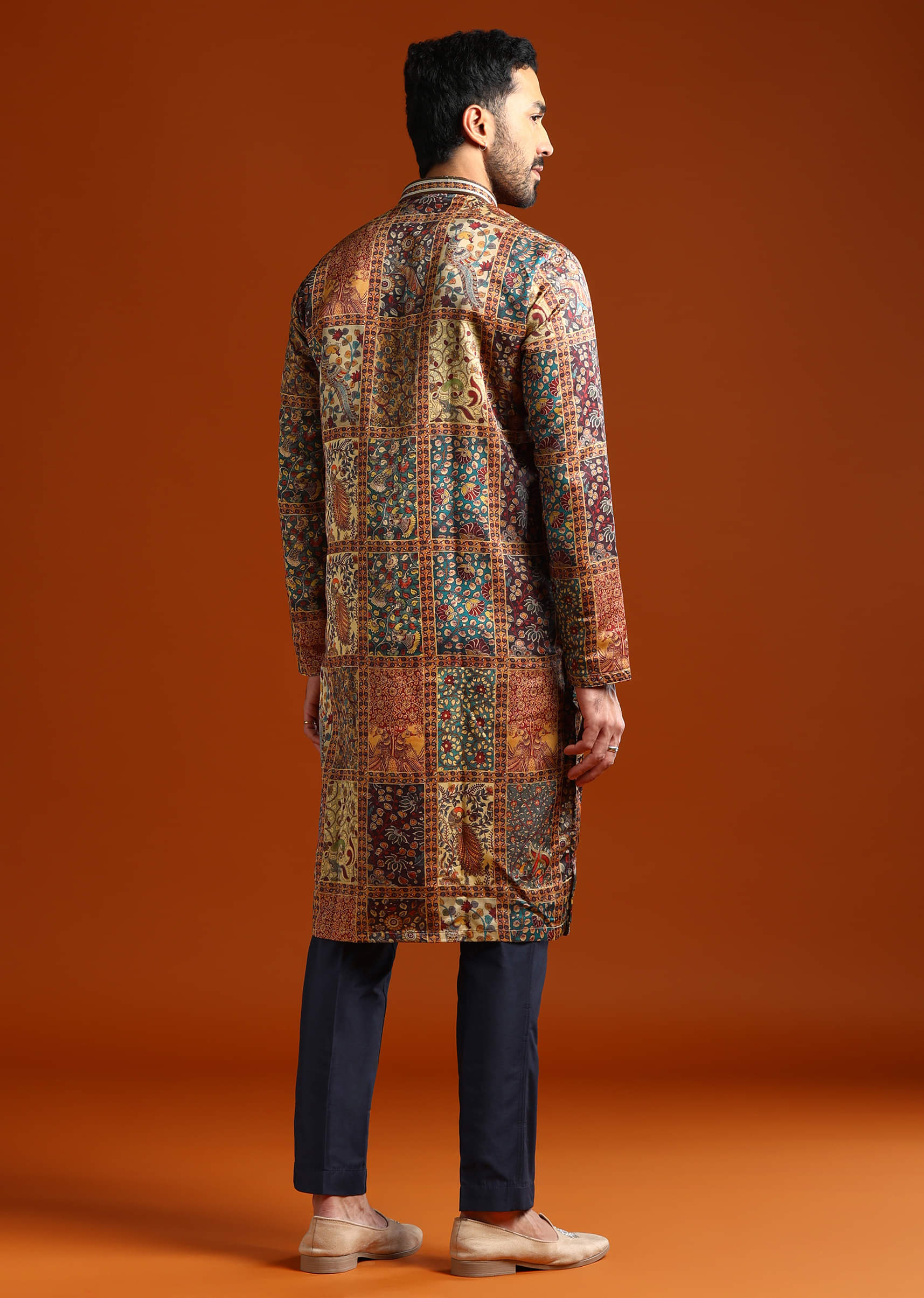 Multicolour Kurta Set For Men With Printed Ethnic Motifs - Image 5