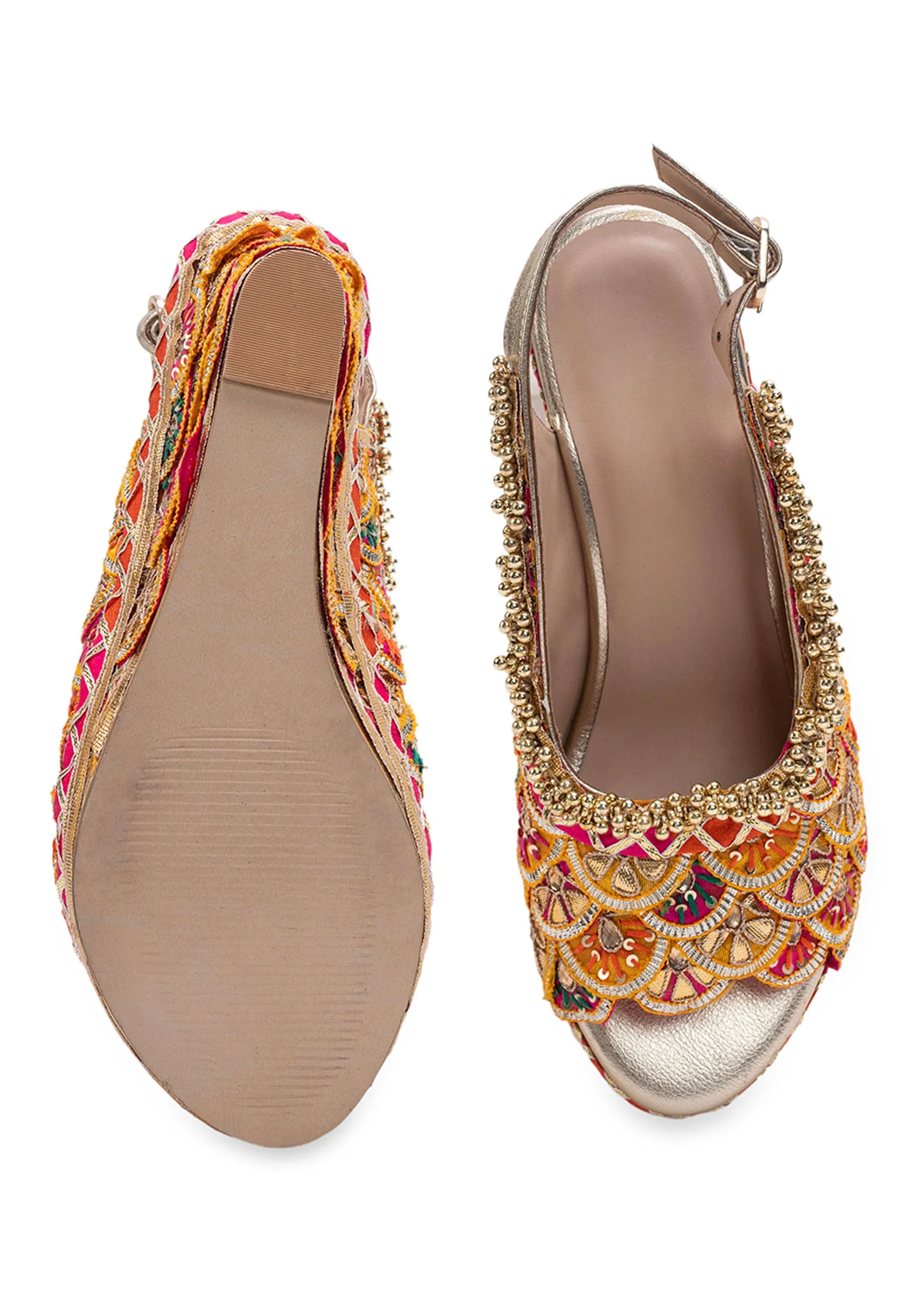 Multicolour Scalloped Embroidered Wedges - Image 4