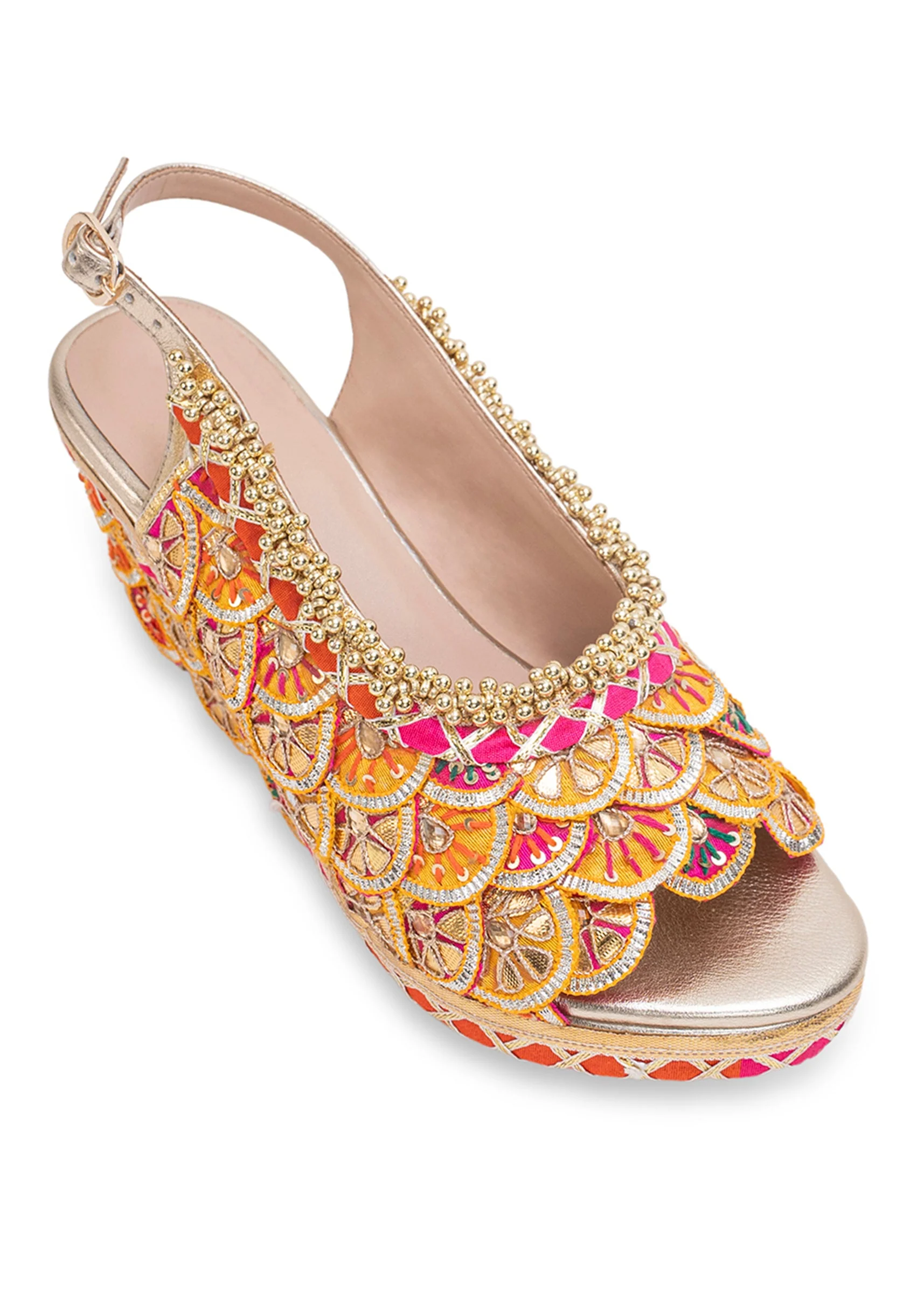 Multicolour Scalloped Embroidered Wedges - Image 5