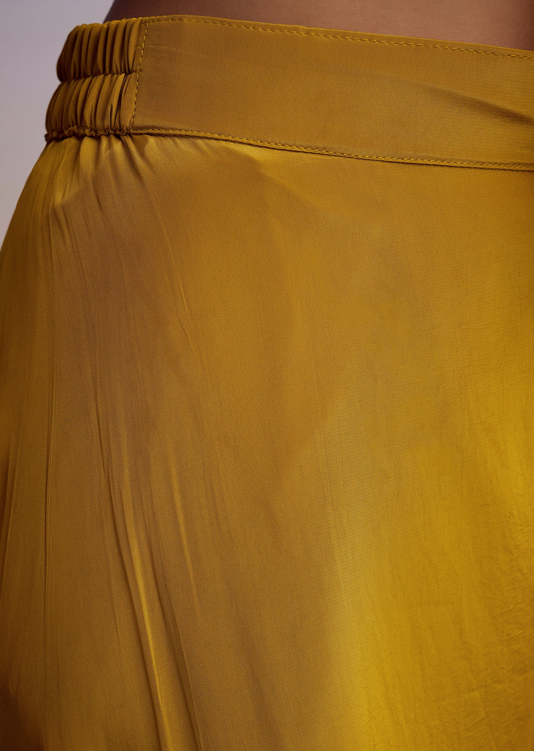 Mustard Net Palazzo Suit With Moti And Cut Dana Work - Image 6