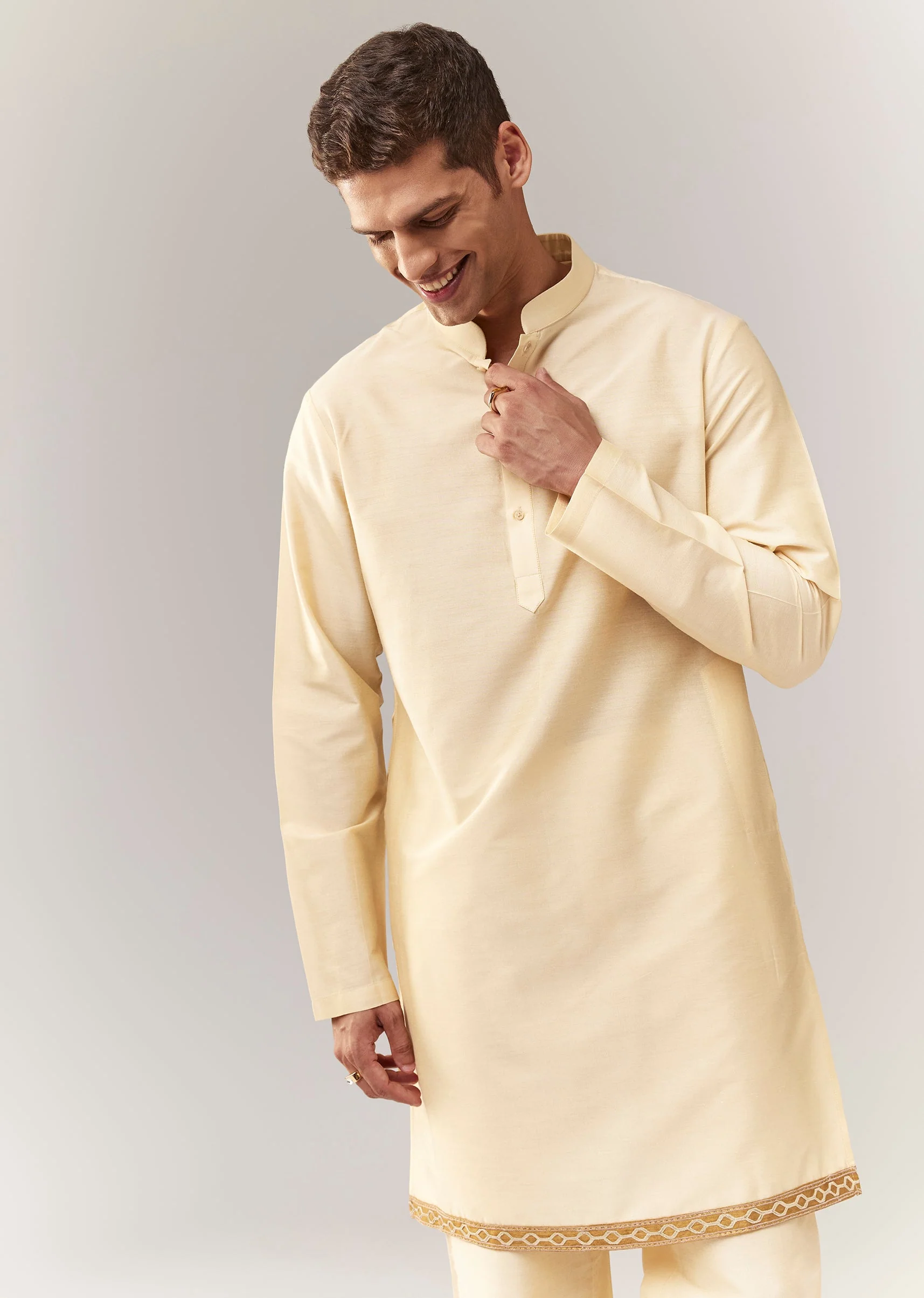 Mustard Raw Silk Indo Western With Applique And Resham Work - Image 6
