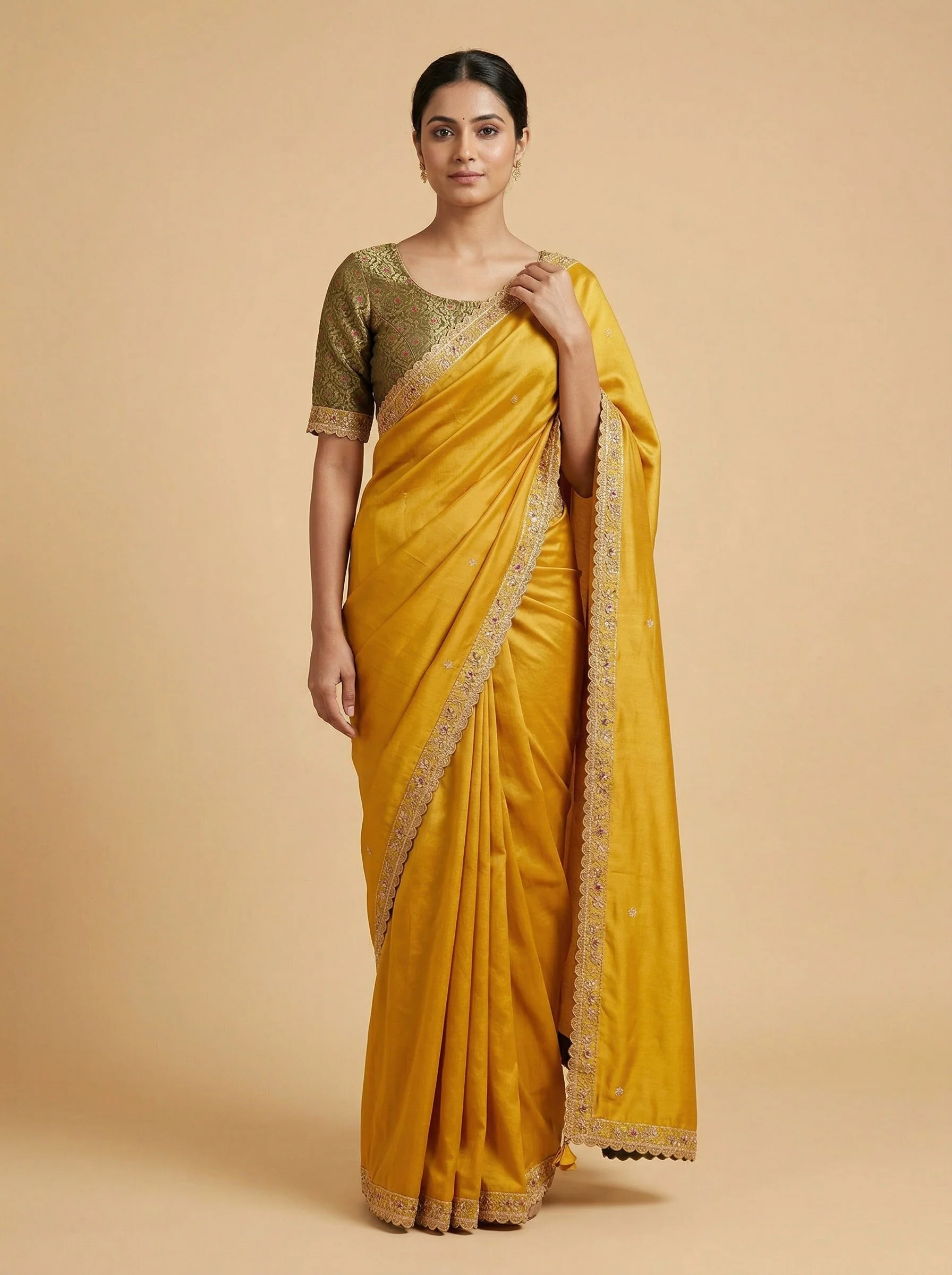 Mustard Toasted Embroidered Saree