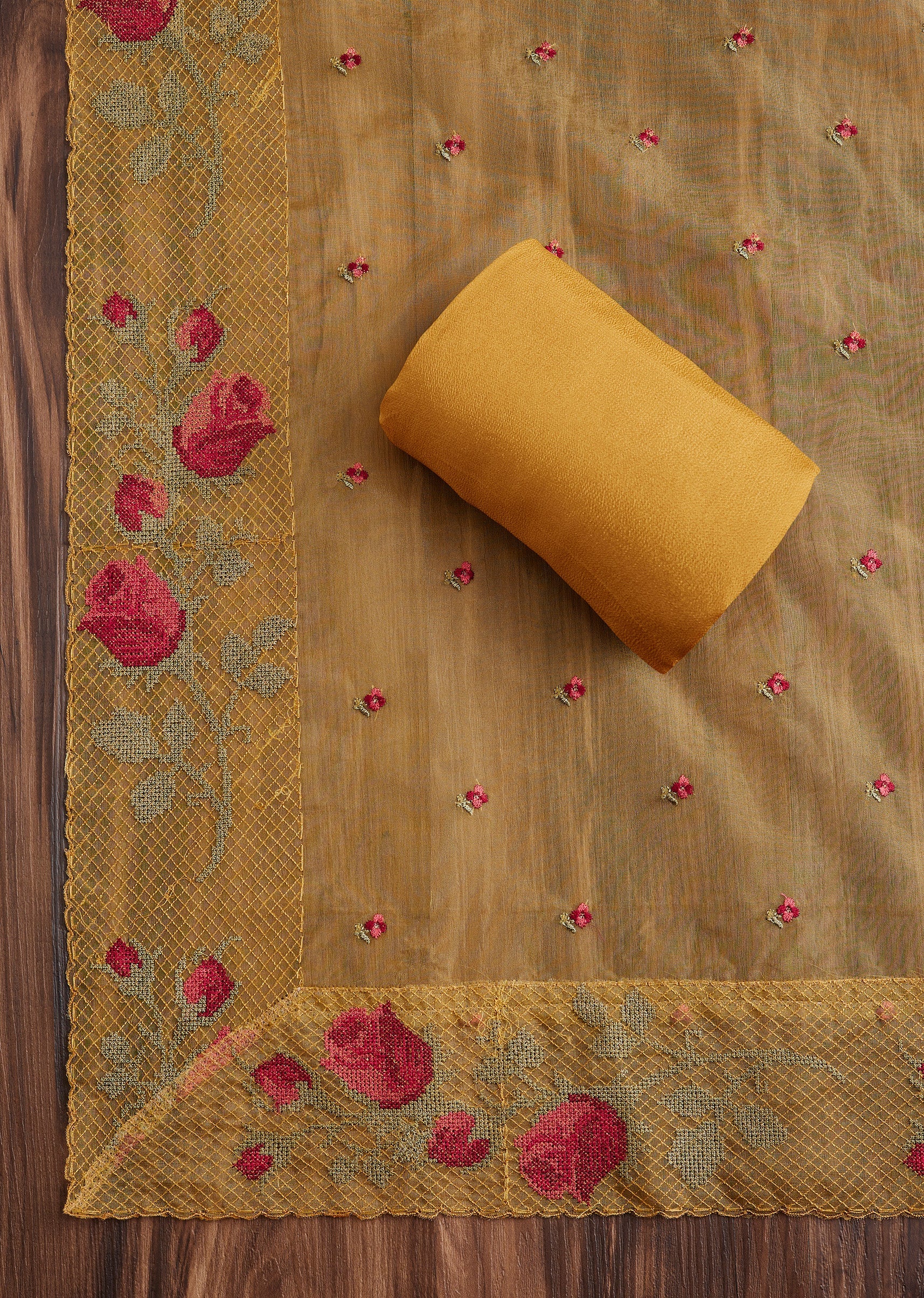 Mustard Tussar Silk Suit - Image 4