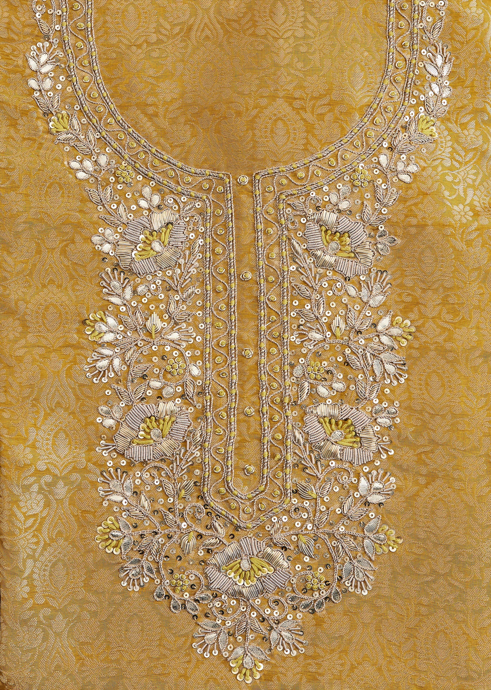 Mustard Yellow Brocade Suit - Image 4