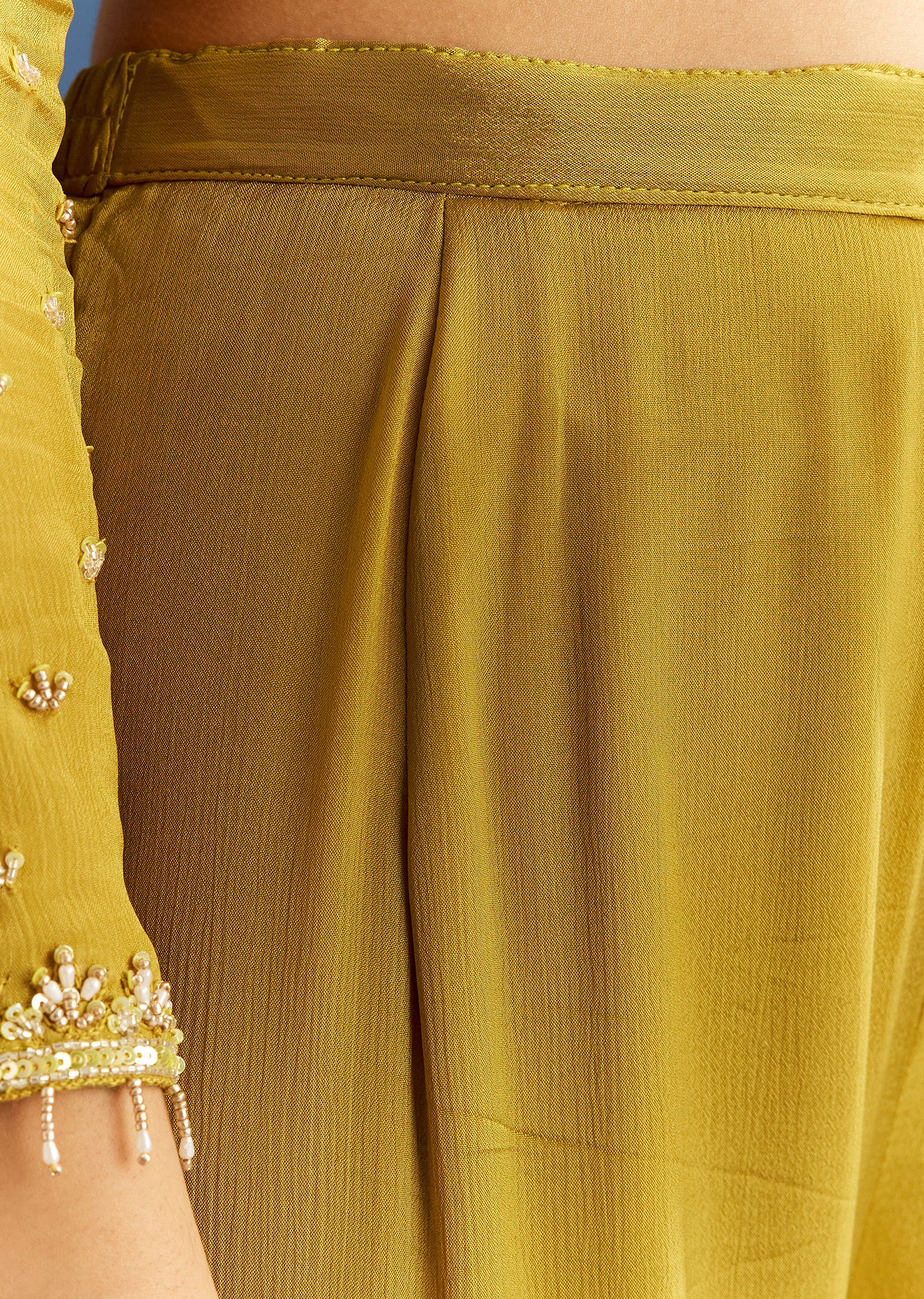 Mustard Yellow Chinon Kurta With Sharara And Dupatta - Image 6