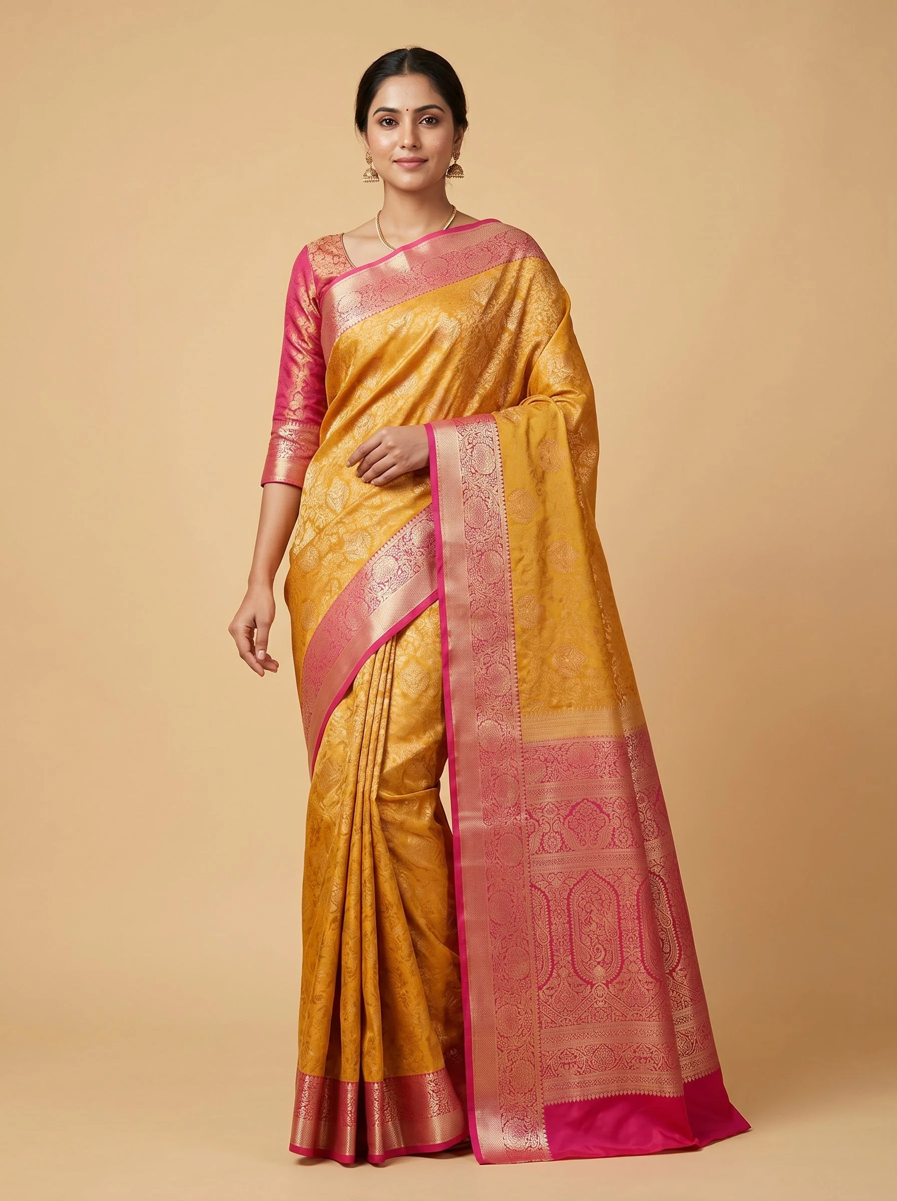 Mustard Yellow Classic Handloom Saree