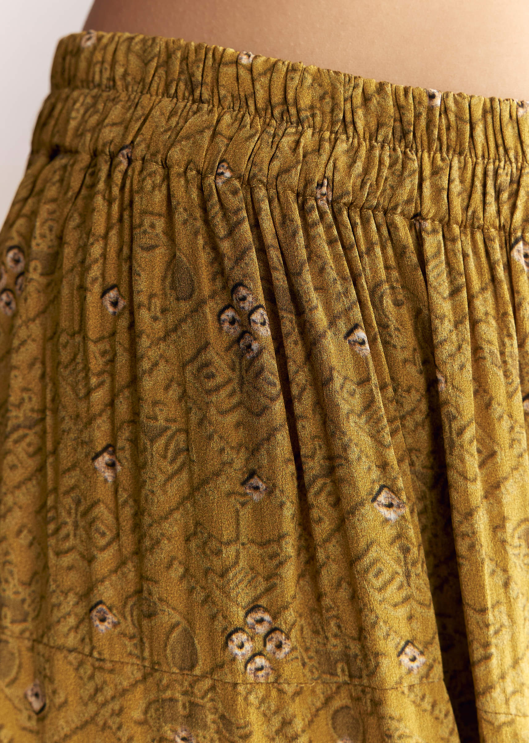 Mustard Yellow Crepe Patiala Suit With Indie Print And Zari Work - Image 6