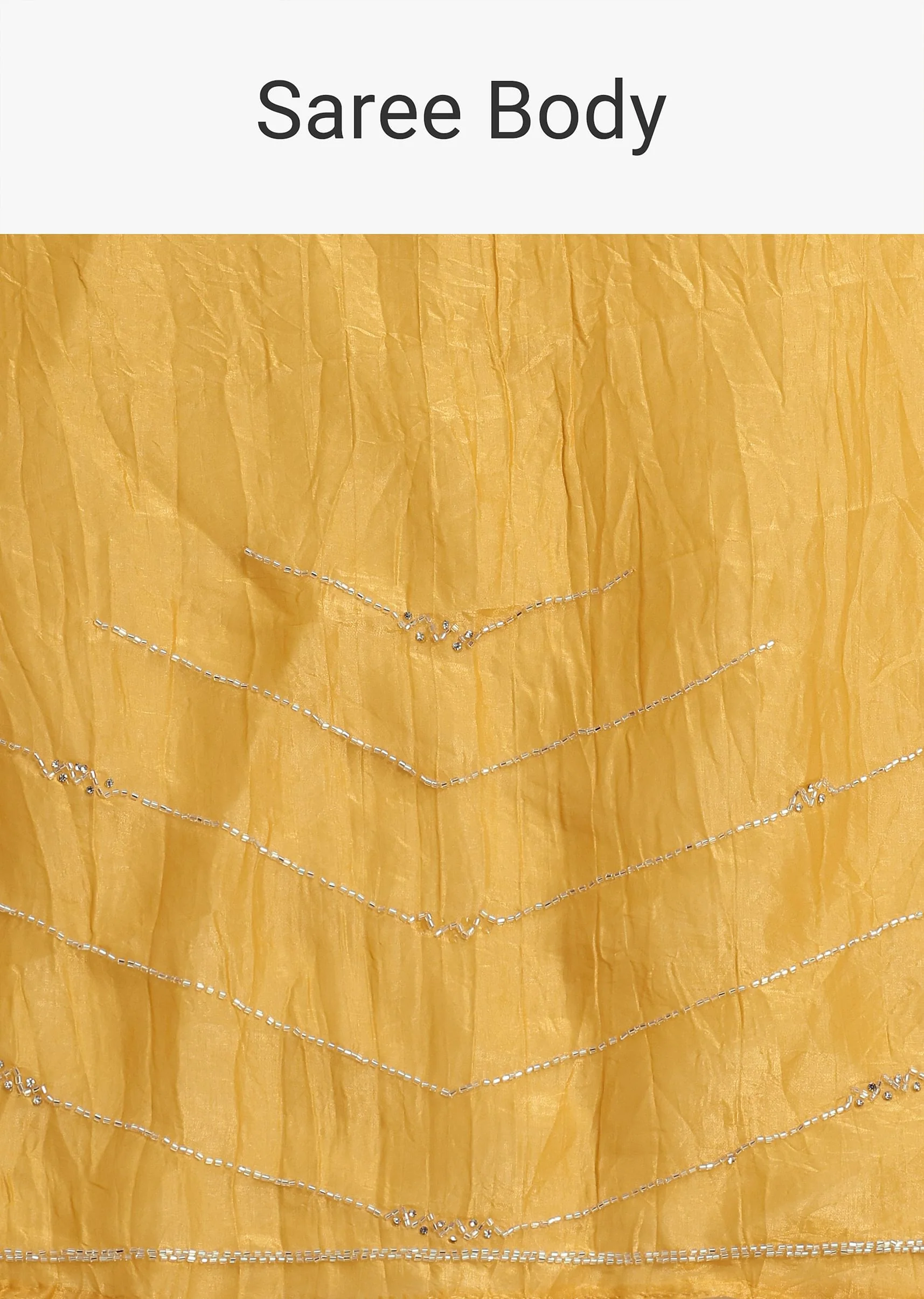 Mustard Yellow Embroidered Crepe Saree With Unstitched Blouse - Image 8