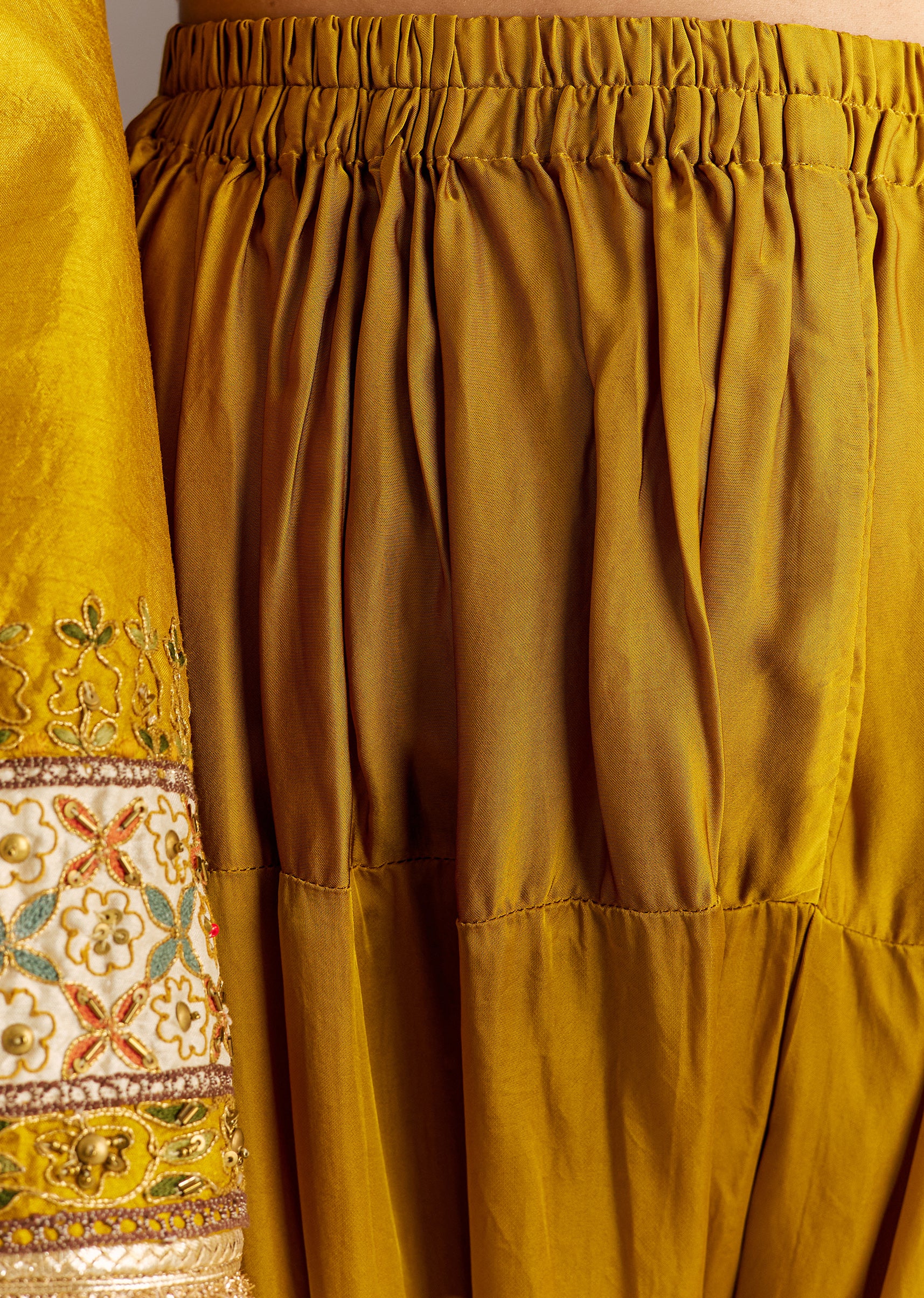 Mustard Yellow Silk Kurta Patiala With Gotta Lace Dupatta - Image 6