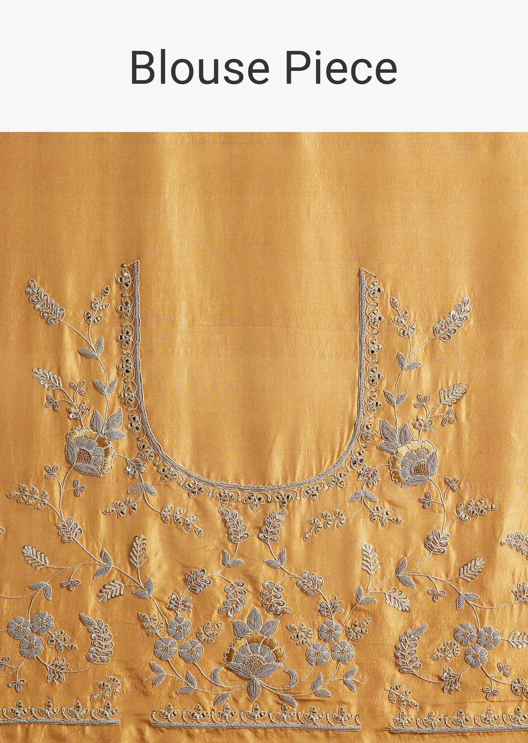 Mustard Yellow Tissue Saree With Golden Zardosi Embroidery - Image 9