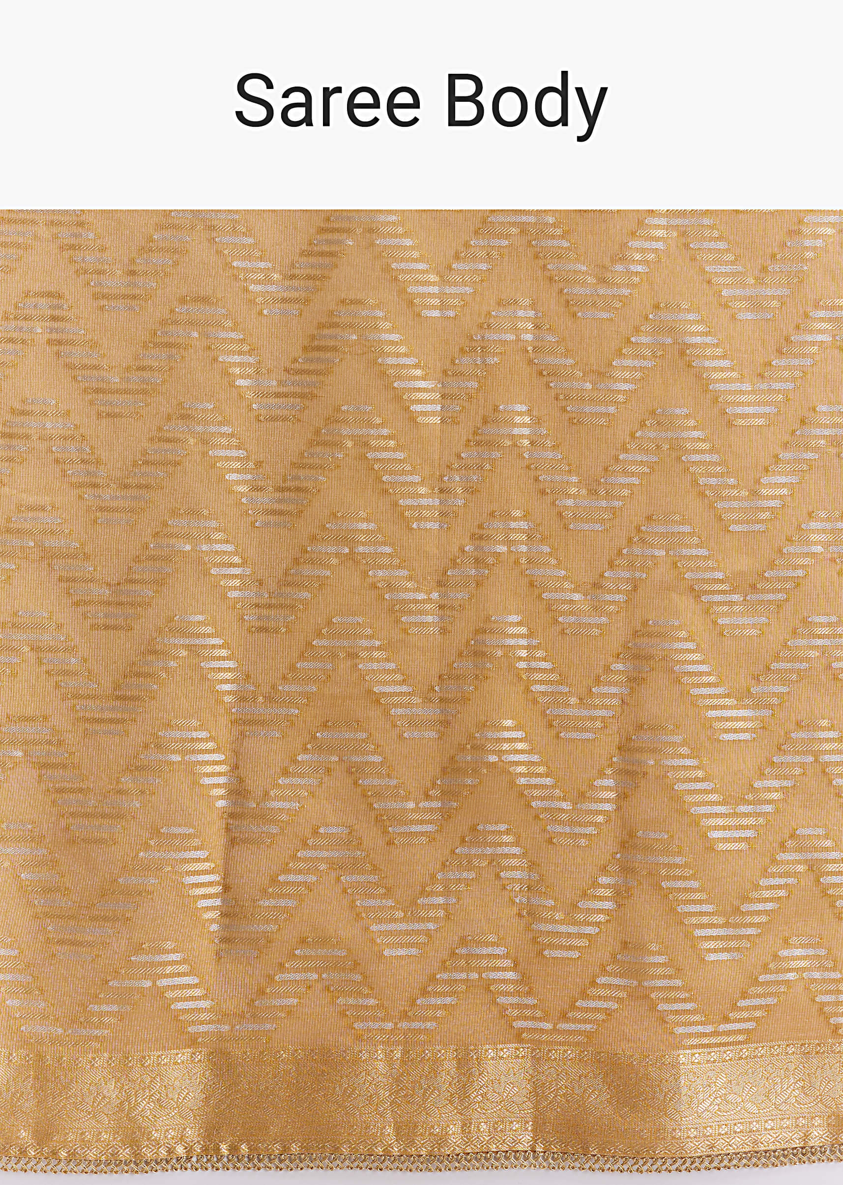 Mustard Yellow Tissue Woven Saree With Gold Tone And Zari Border - Image 10