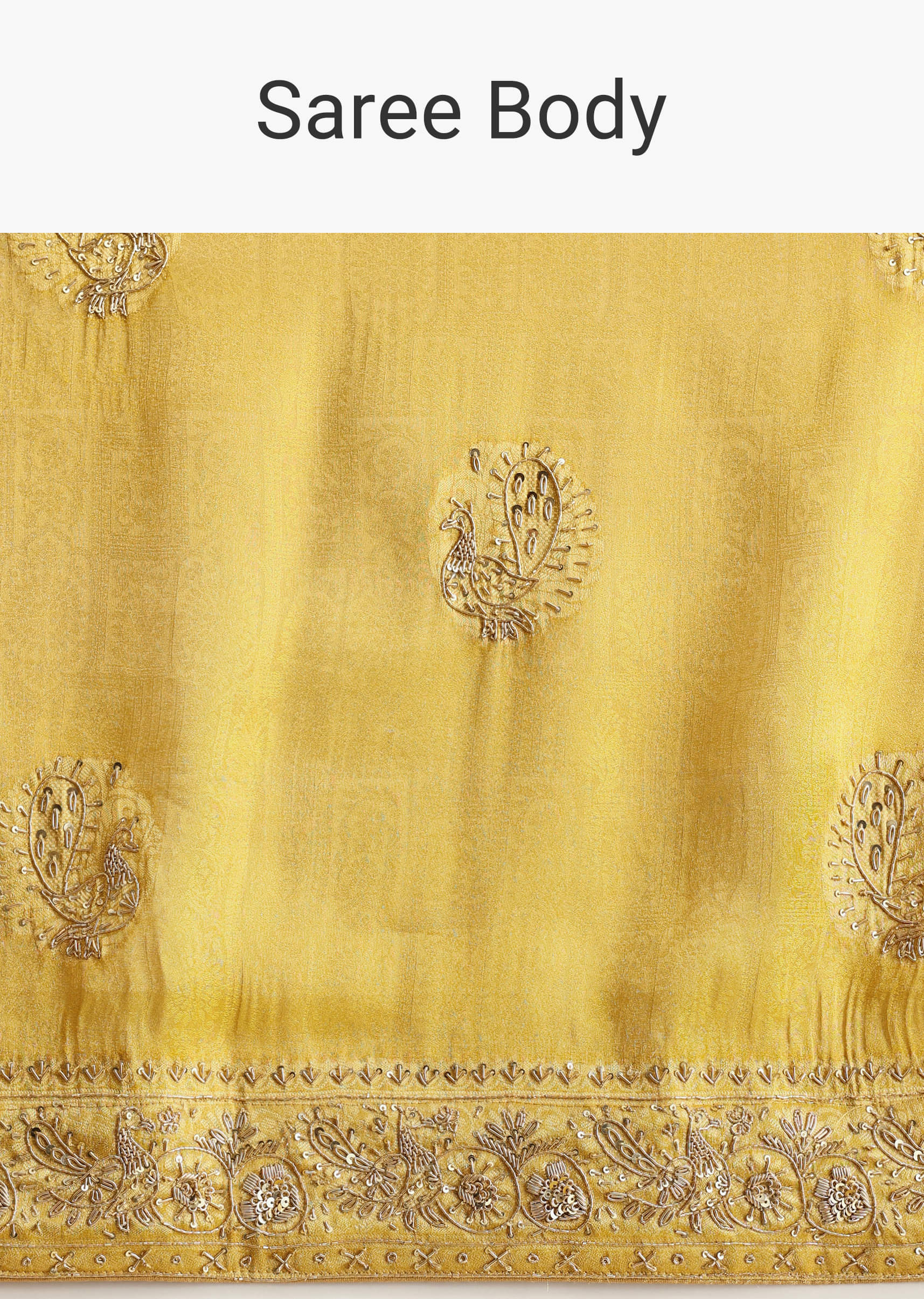 Musturd Yellow Silk Saree With Pallu And Border Embroidery - Image 9