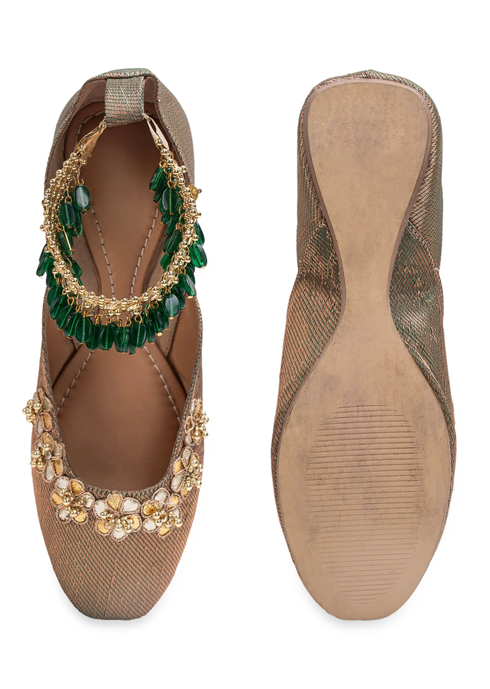 Muted Gold Embellished Jutti - Image 4