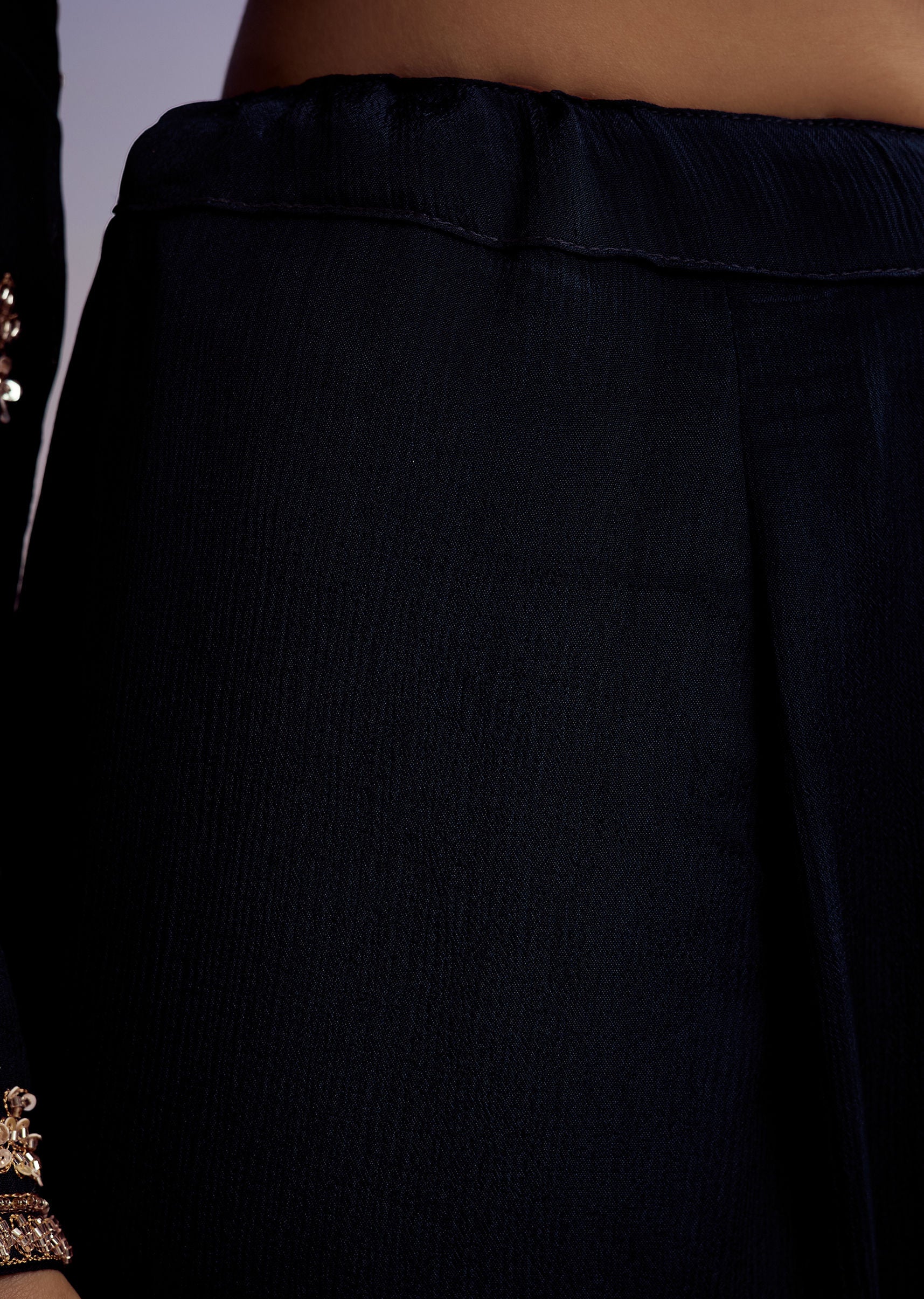 Navy Blue Chinon Sharara Suit With Cut Dana And Sequins Work - Image 6