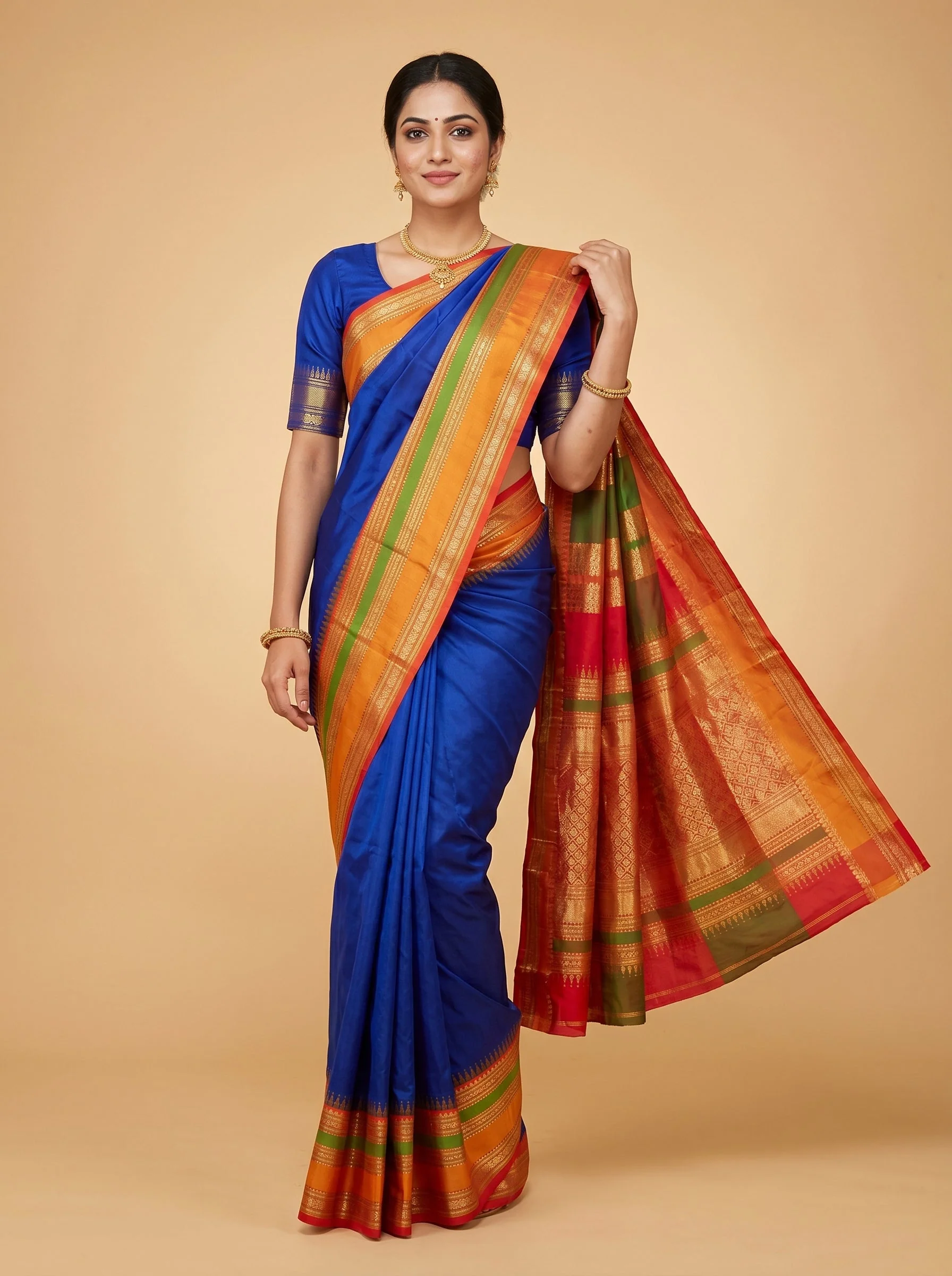 Navy Blue Classic Handloom Saree