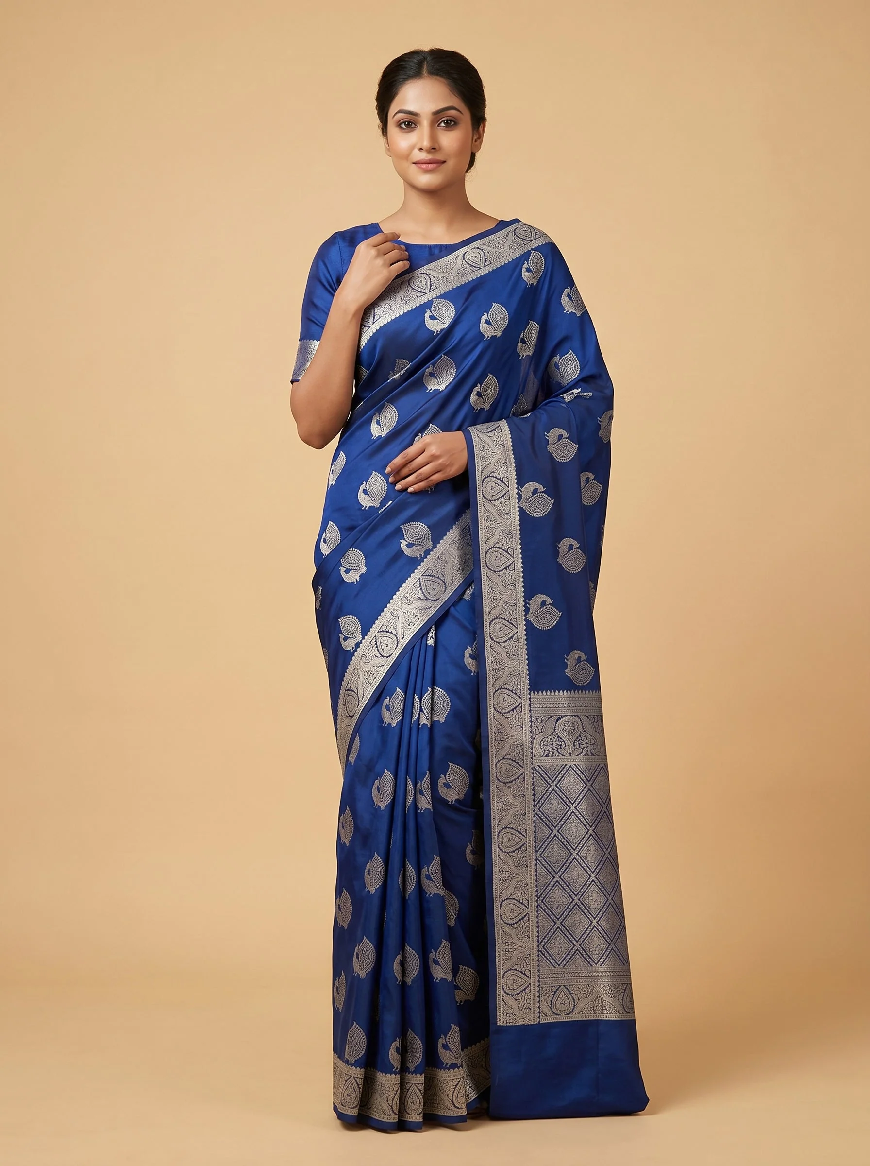 Navy Blue Deep Tone Handloom Saree