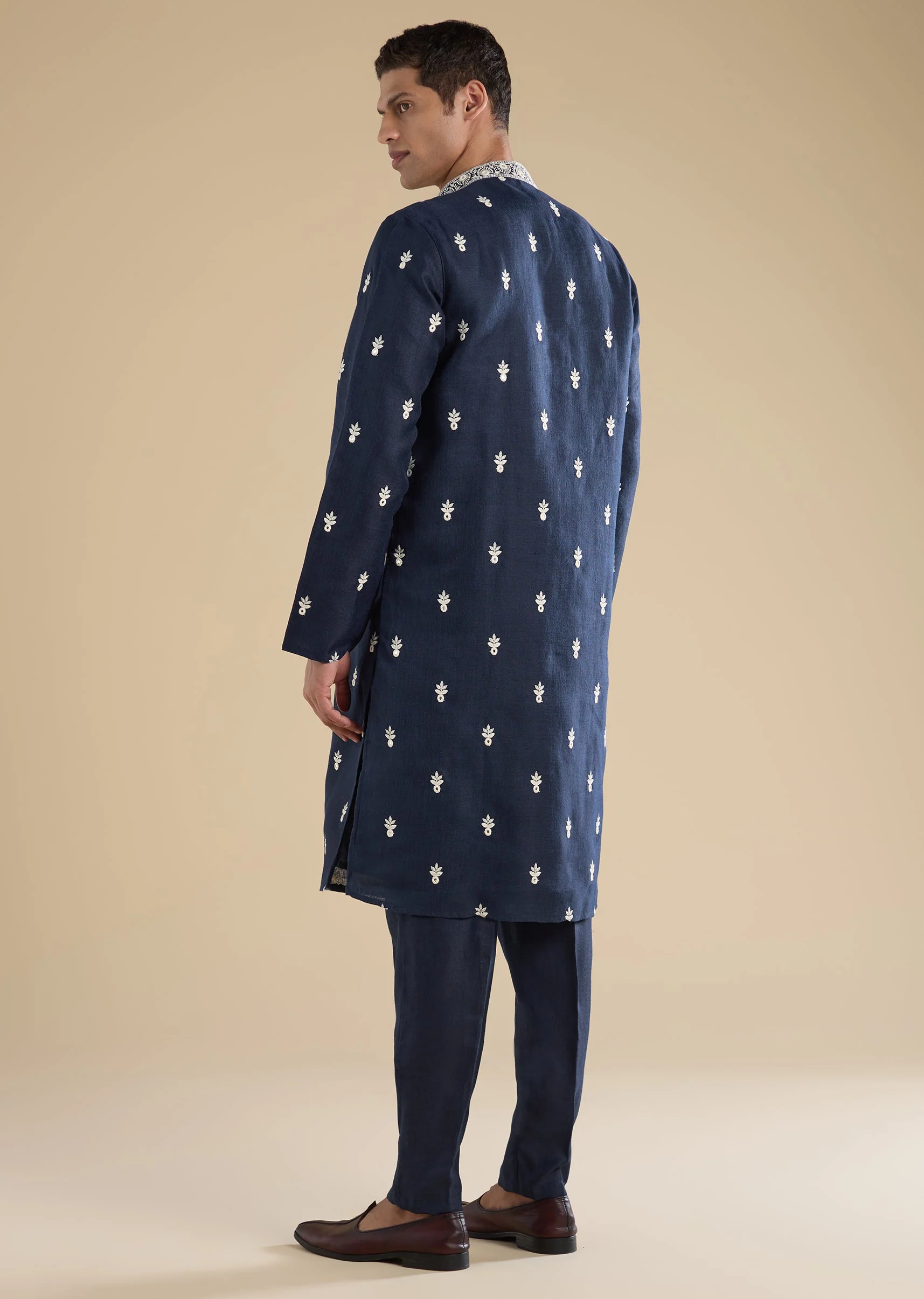 Navy Blue Embroidered Kurta Set - Image 5