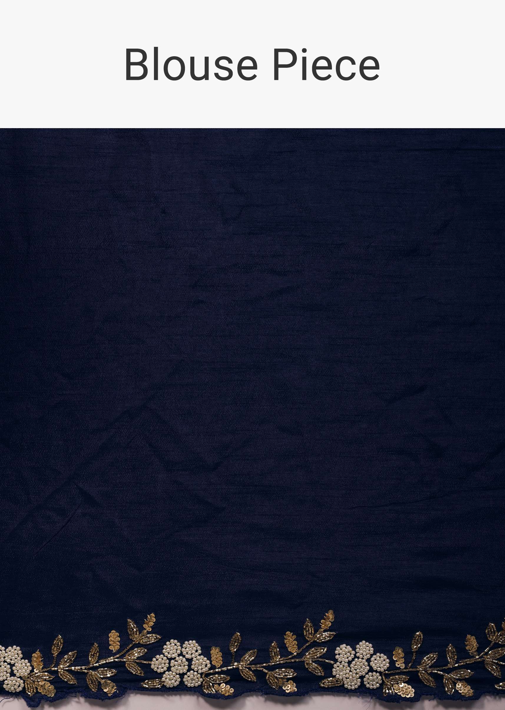 Navy blue Floral Printed Saree In Organza With Cut Dana Embroidery - Image 7