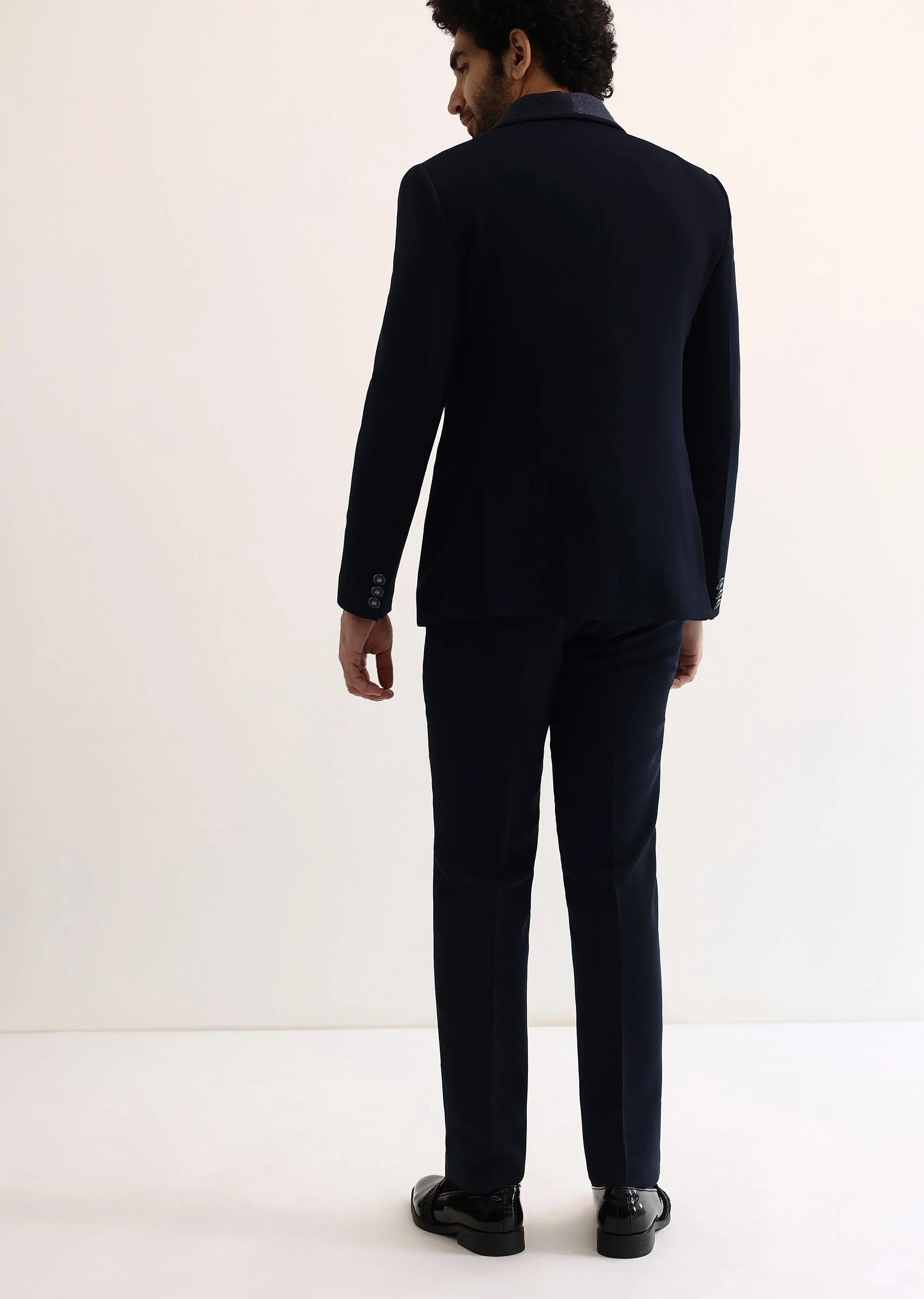 Navy Blue Intricate Embroidered Tuxedo - Image 7