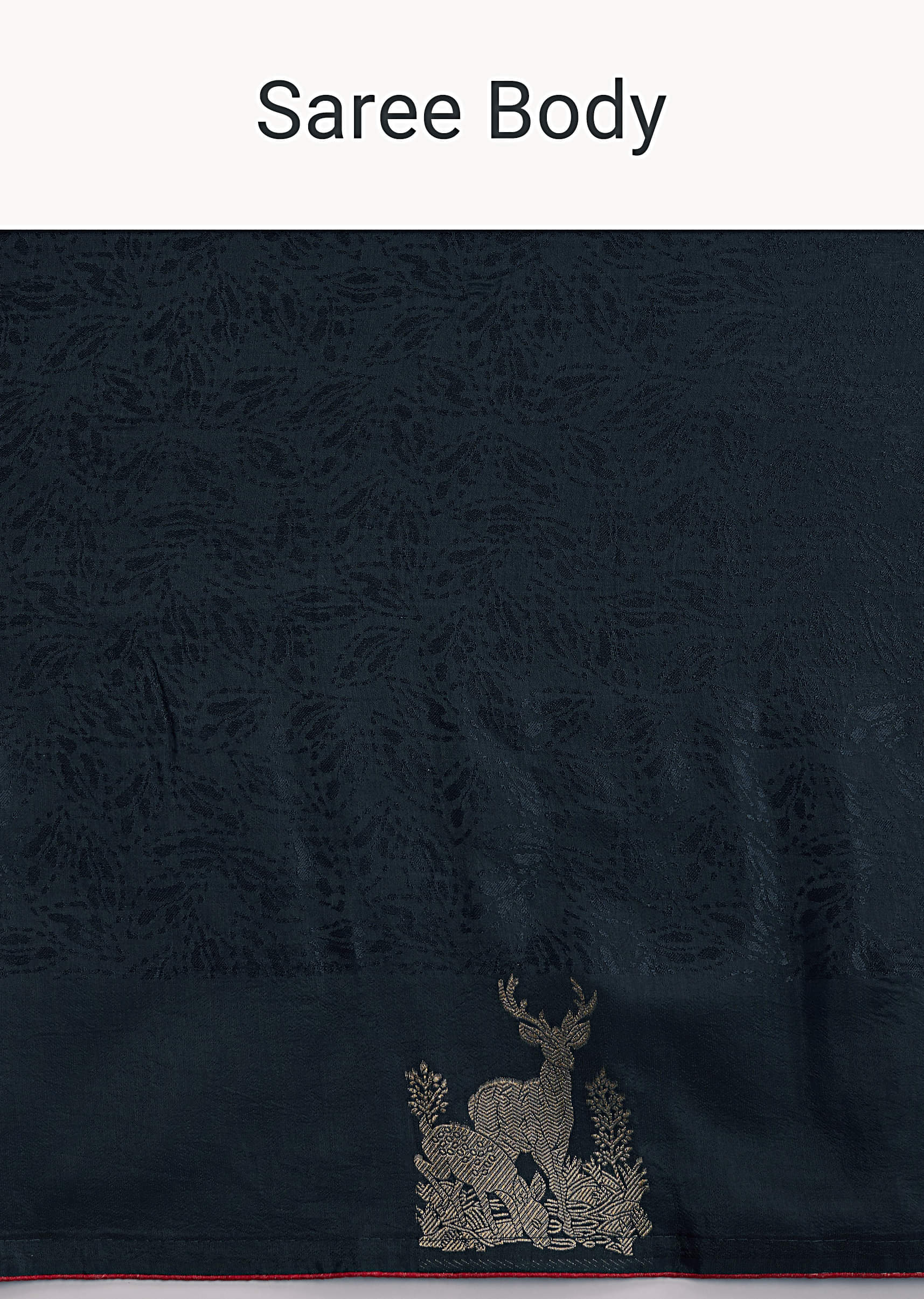Navy Blue Jacquard Woven Saree With Intricate Zari Embroidery - Image 9