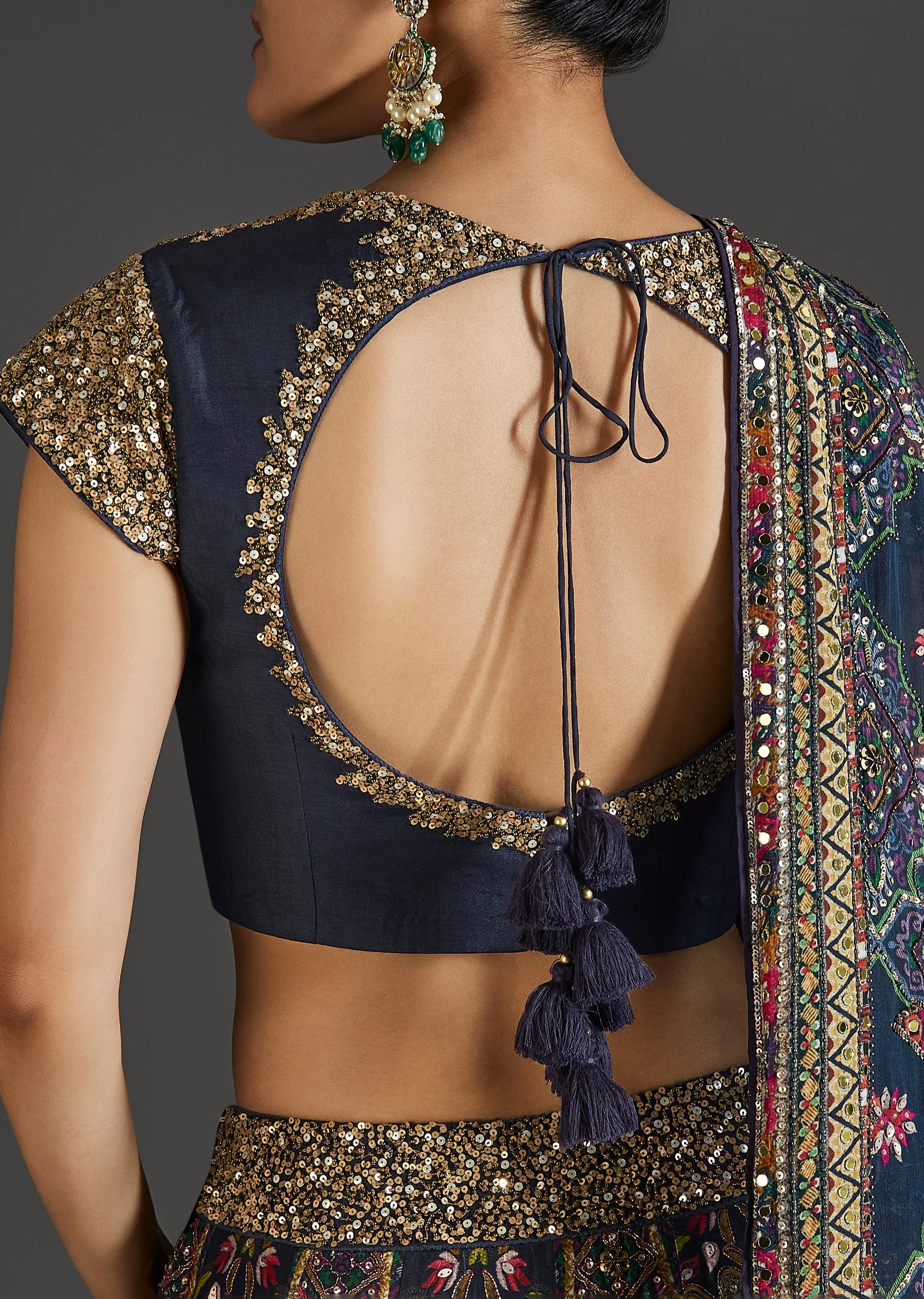 Navy Blue Lehenga With Regal Sparkle - Image 6