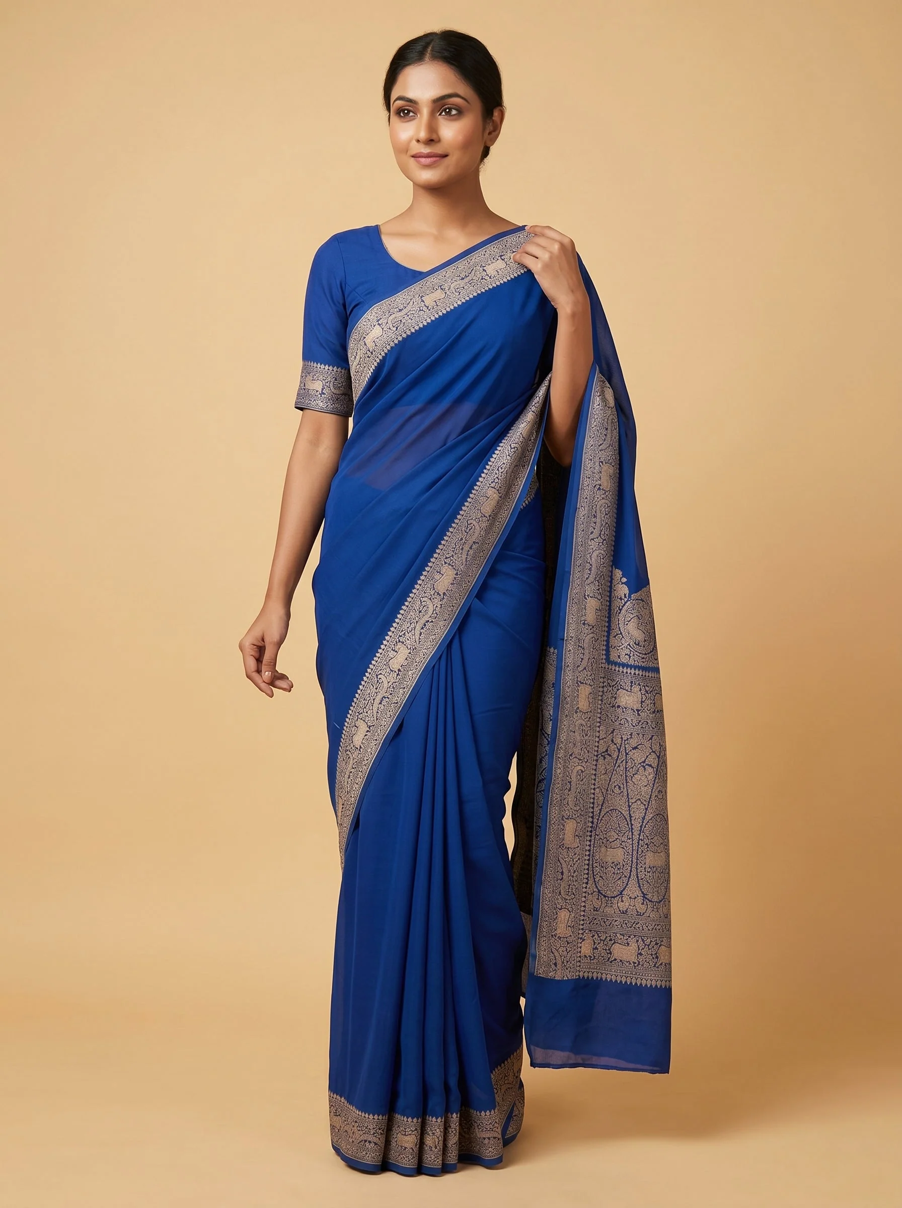 Navy Blue Midnight Depth Handloom Saree