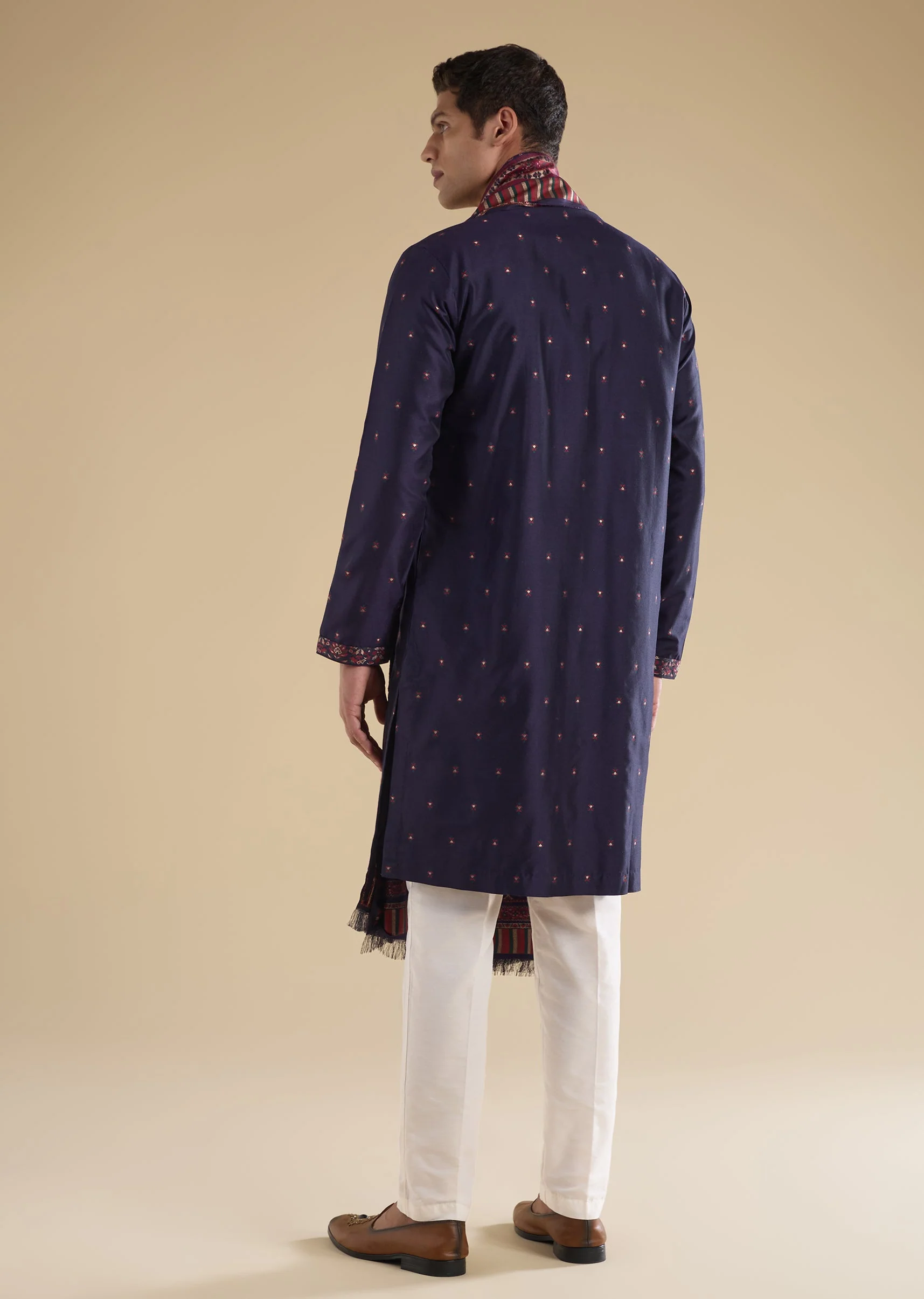 Navy Blue Printed Kurta Set with Dupatta - Image 5