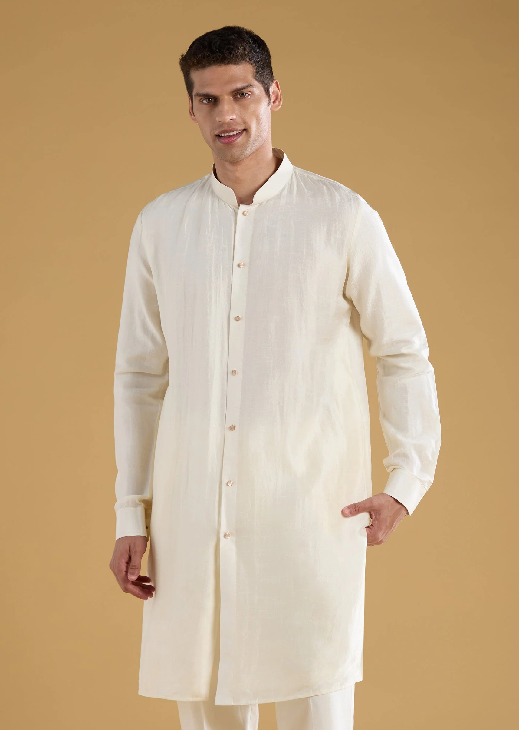 Navy Blue Resham Embroidered Jacket and Kurta Set - Image 6