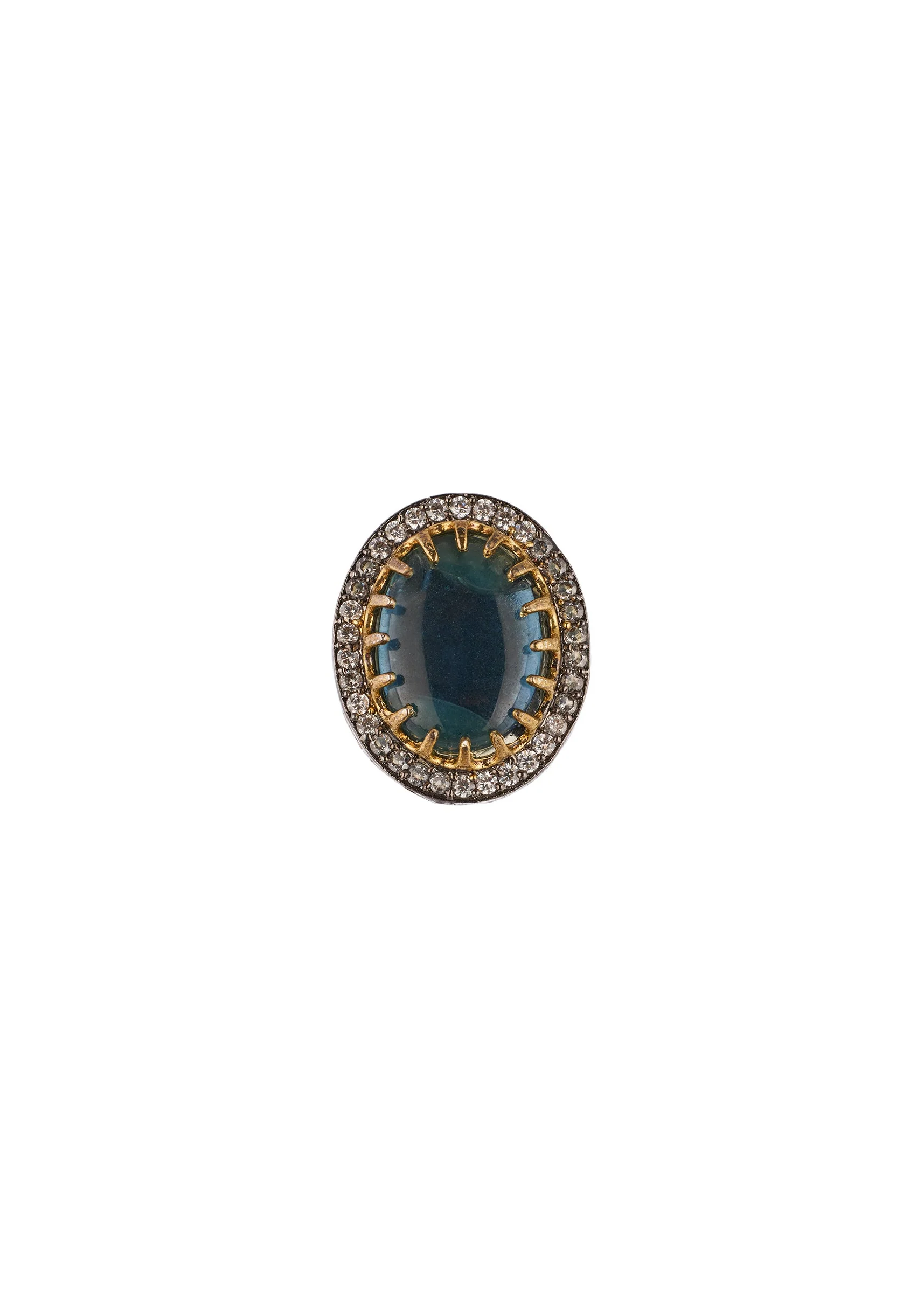 Navy Blue Studded Earrings With Kundan And Stone Detailing - Image 3