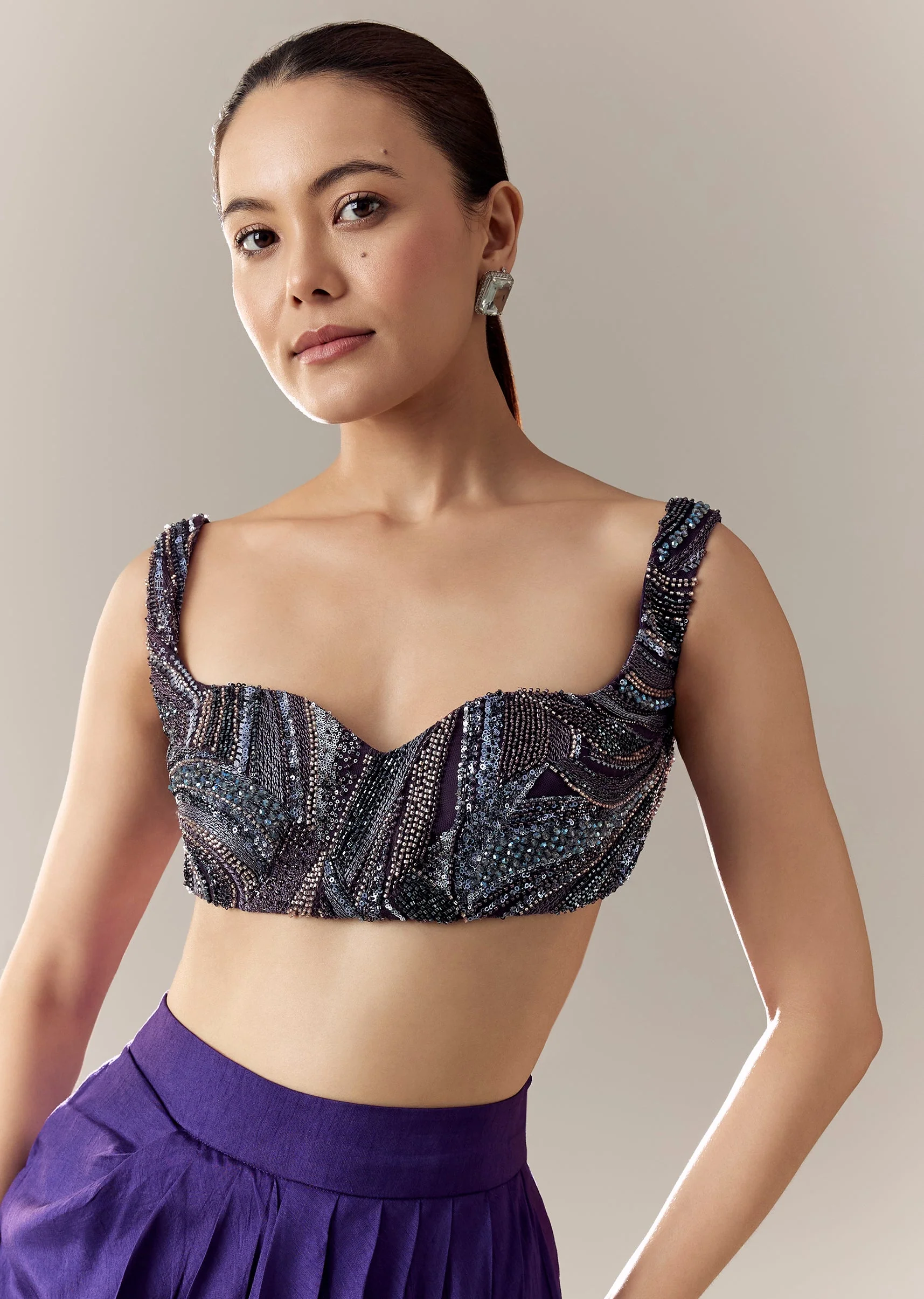 Navy Cut Dana Fancy Neck Blouse - Image 2