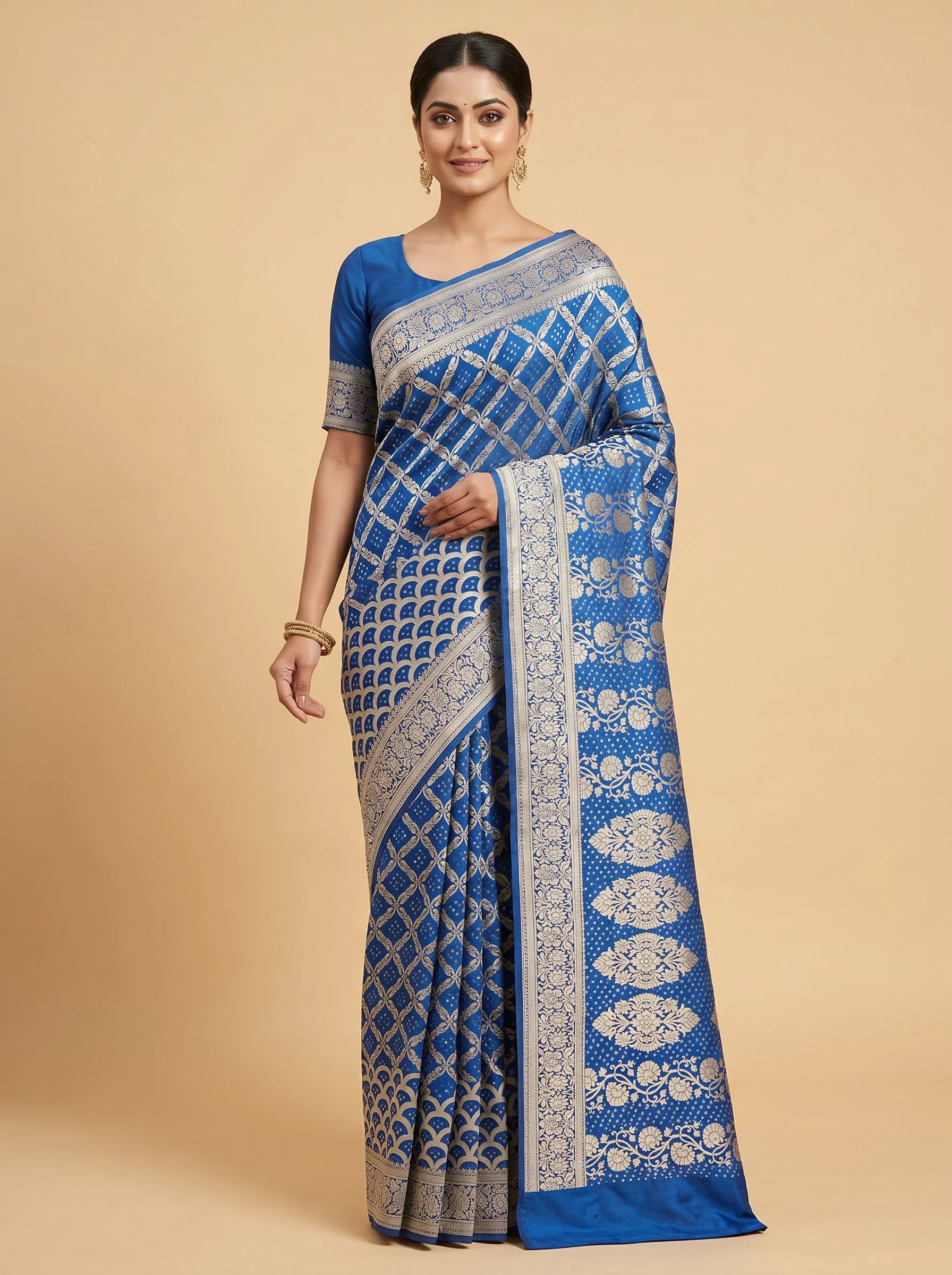 Navy Intense Bandhani Saree