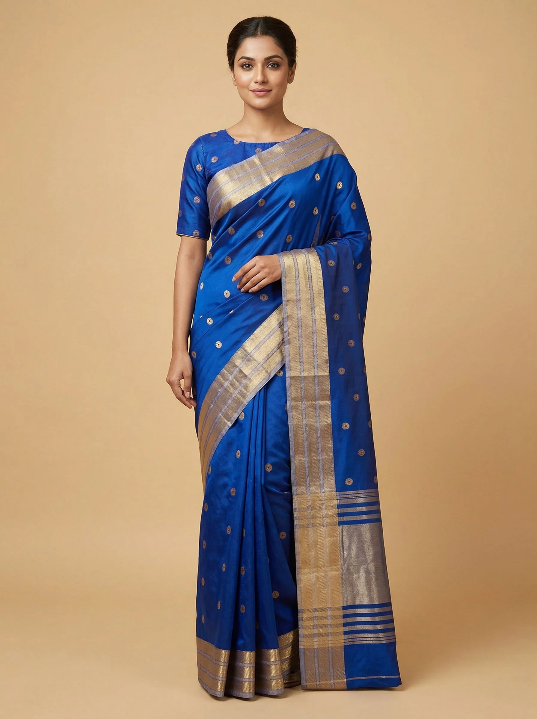 Ocean Blue Handloom Saree