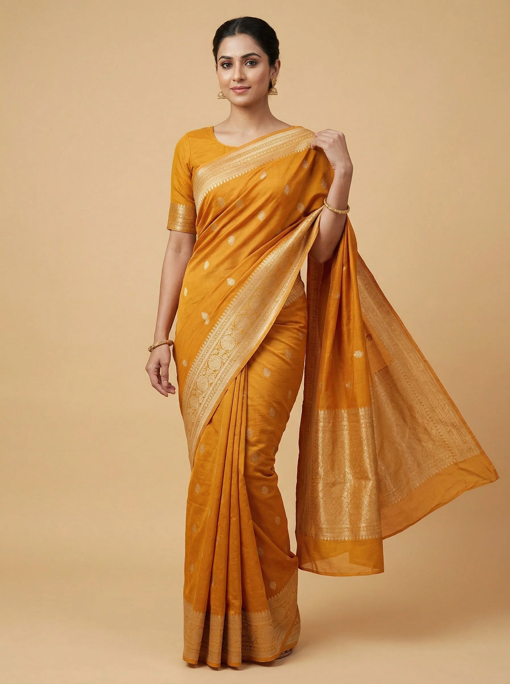 Ochre Mustard Handloom Saree