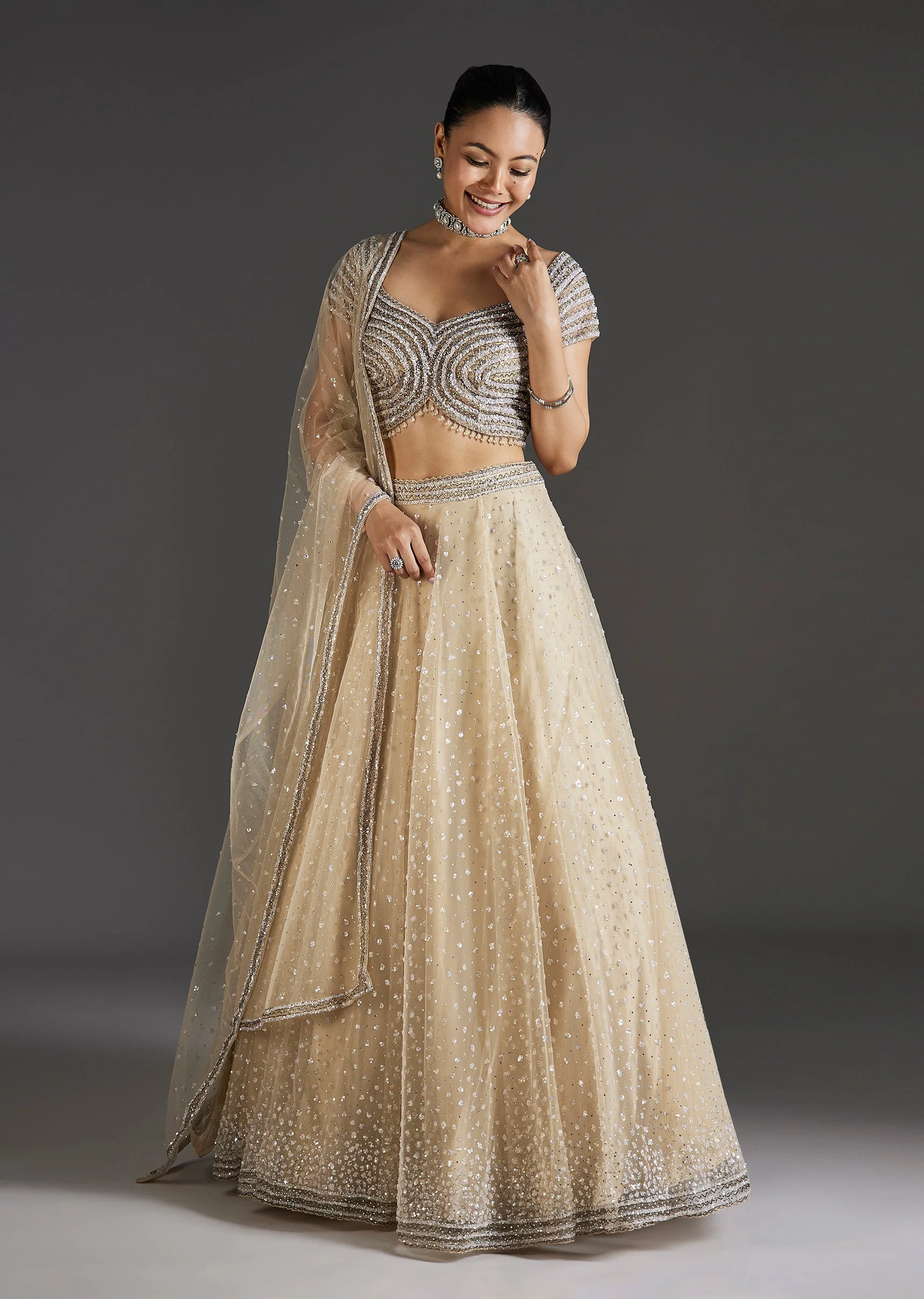 Off White Elegance With Shimmering Grace - Image 4