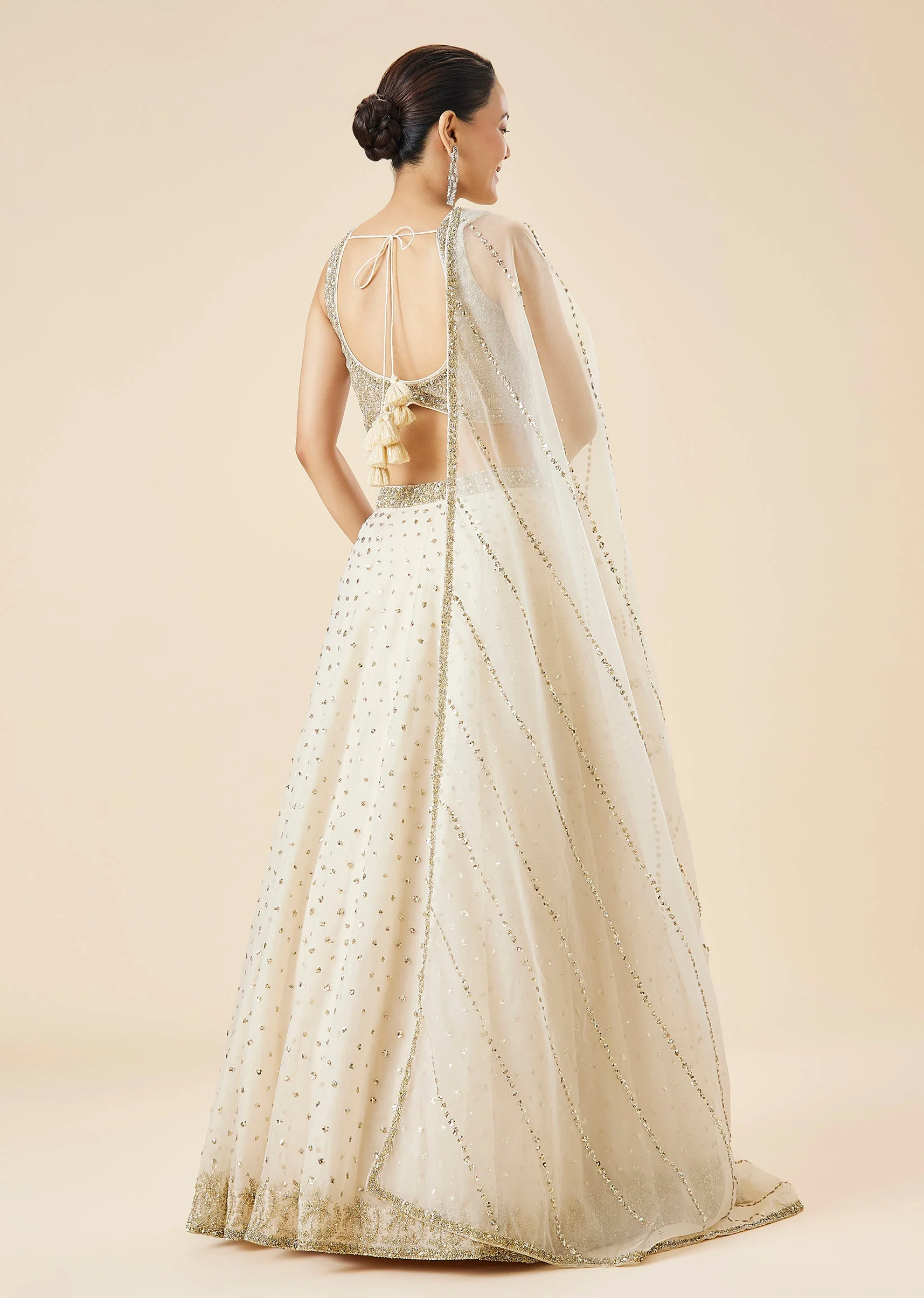 Off White Embroidered Lehenga Set With Dupatta - Image 2