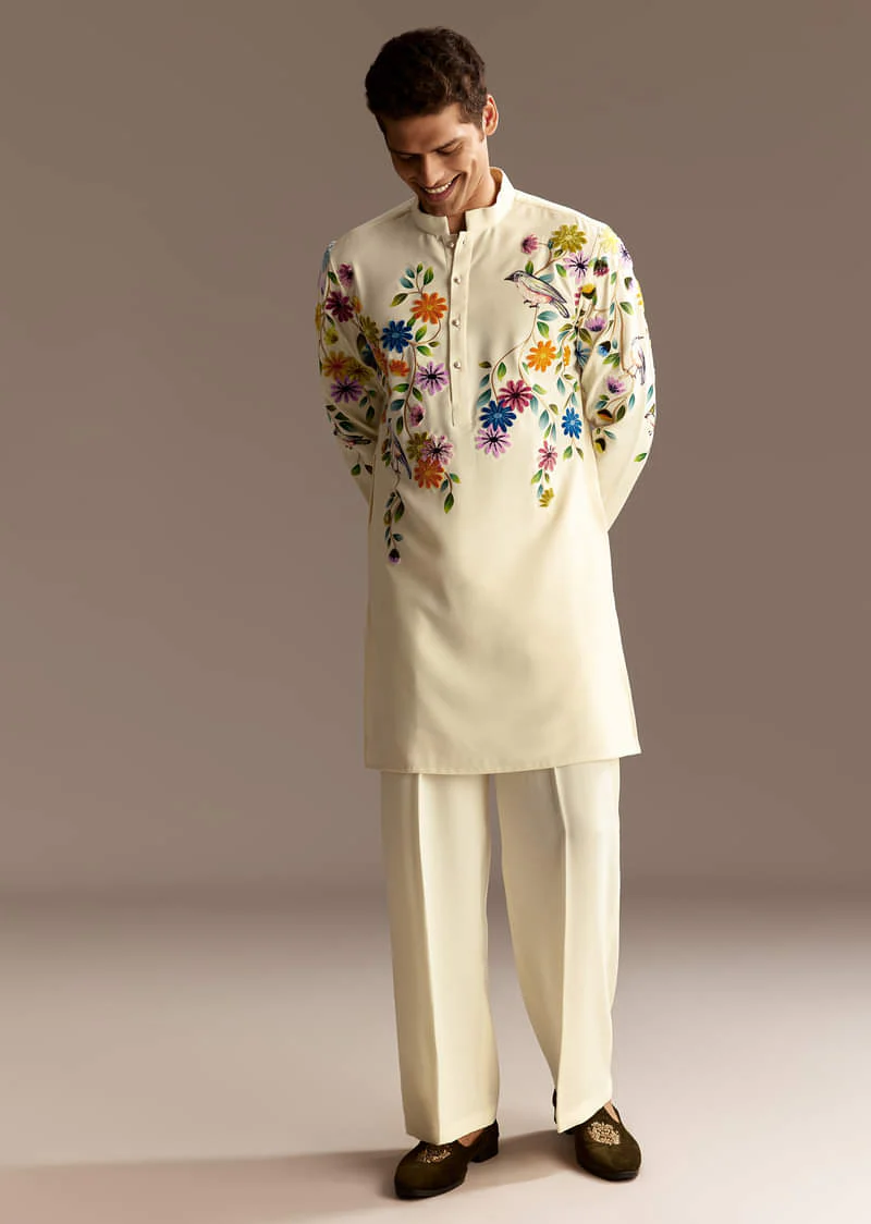Off White Palazzo Kurta Set - Image 2