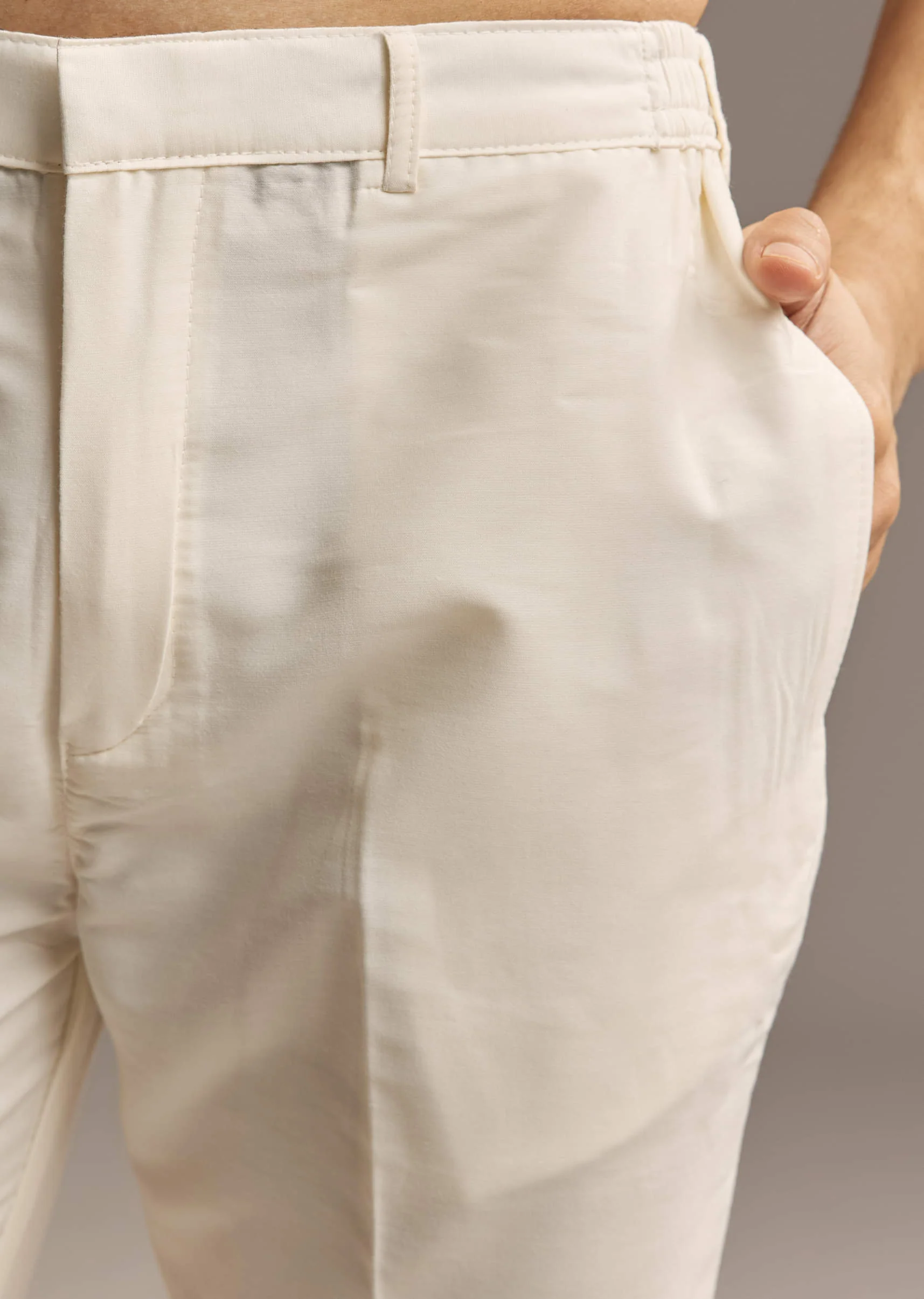 Off White Silk Kurta Set For Men With Botanical Garden Print - Image 6