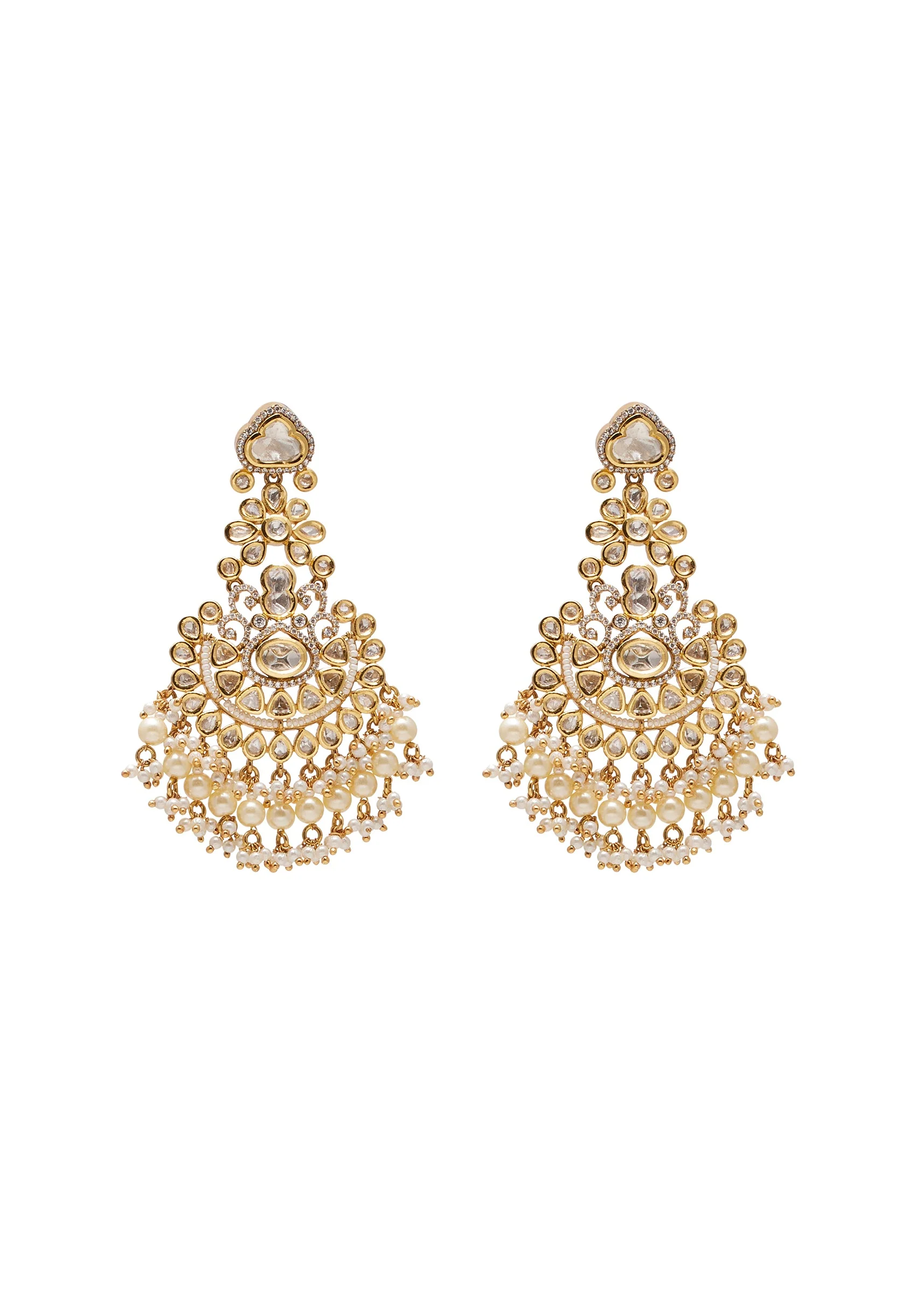 Off White Stone And Beaded Necklace Set With Maangtikka - Image 4