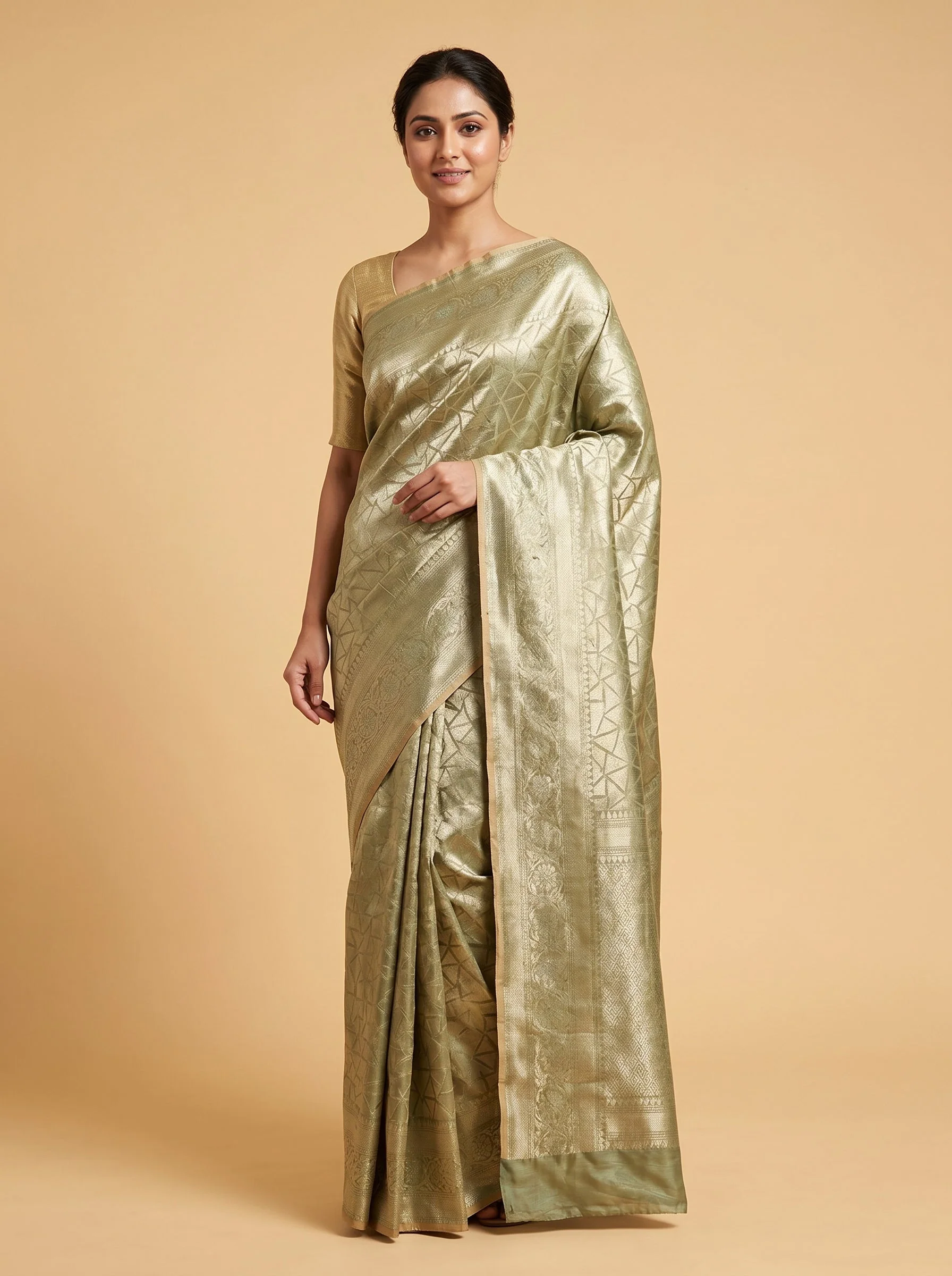 Olive Green Earth Tone Handloom Saree