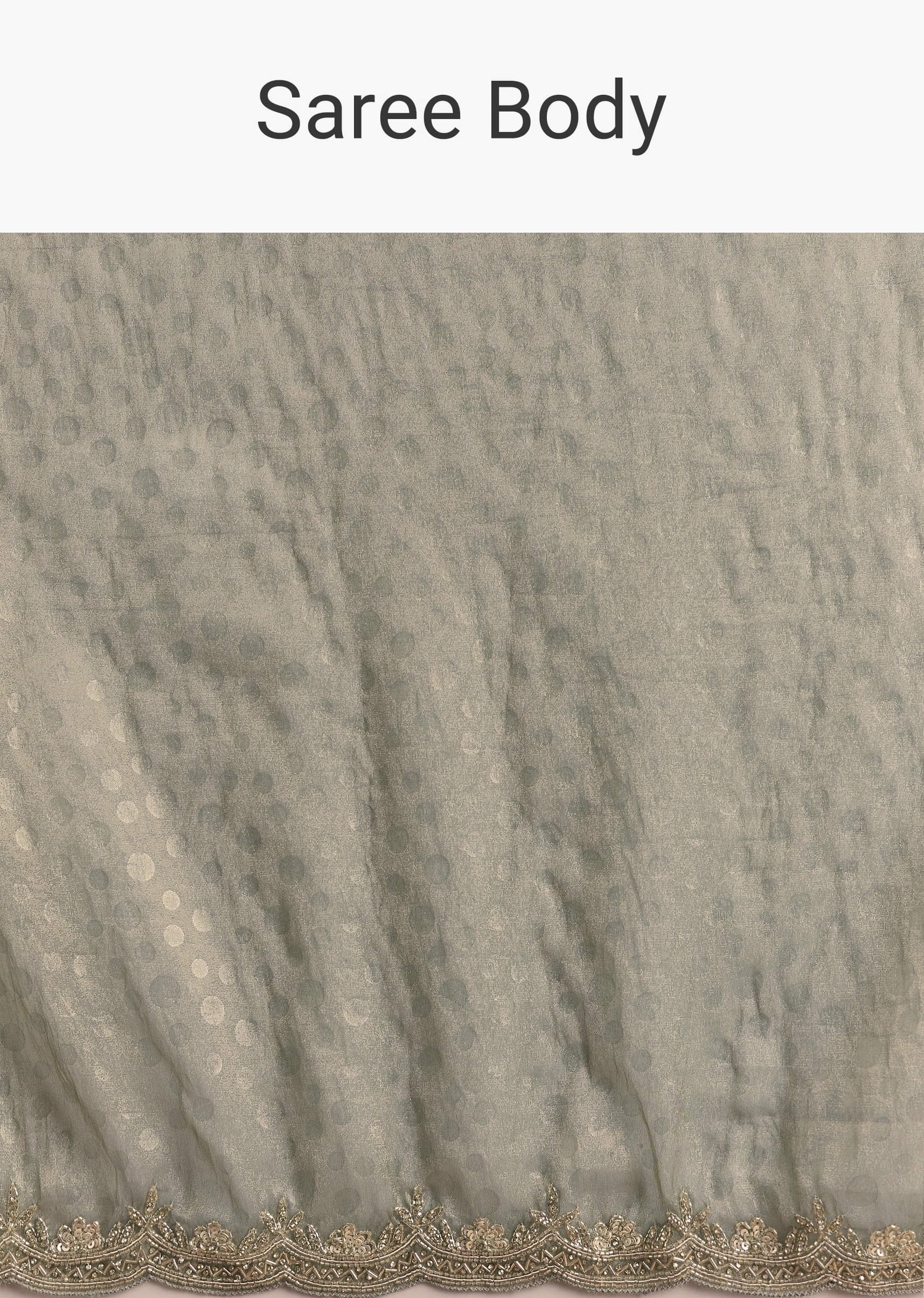 Olive Green Jacquard Saree With Stone And Sequin Embroidery - Image 8