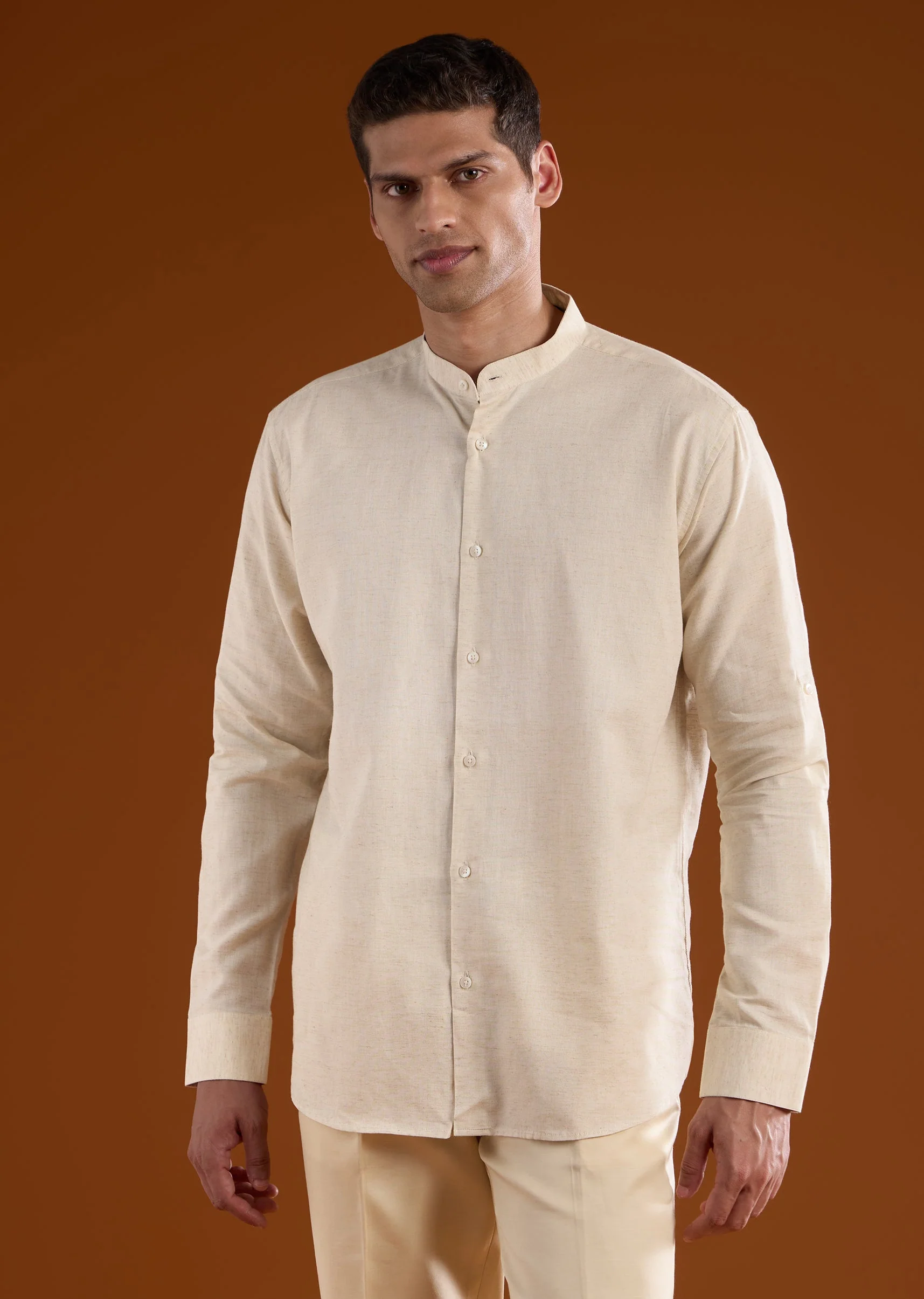 Olive Silk Mens Kurta Jacket Set - Image 6