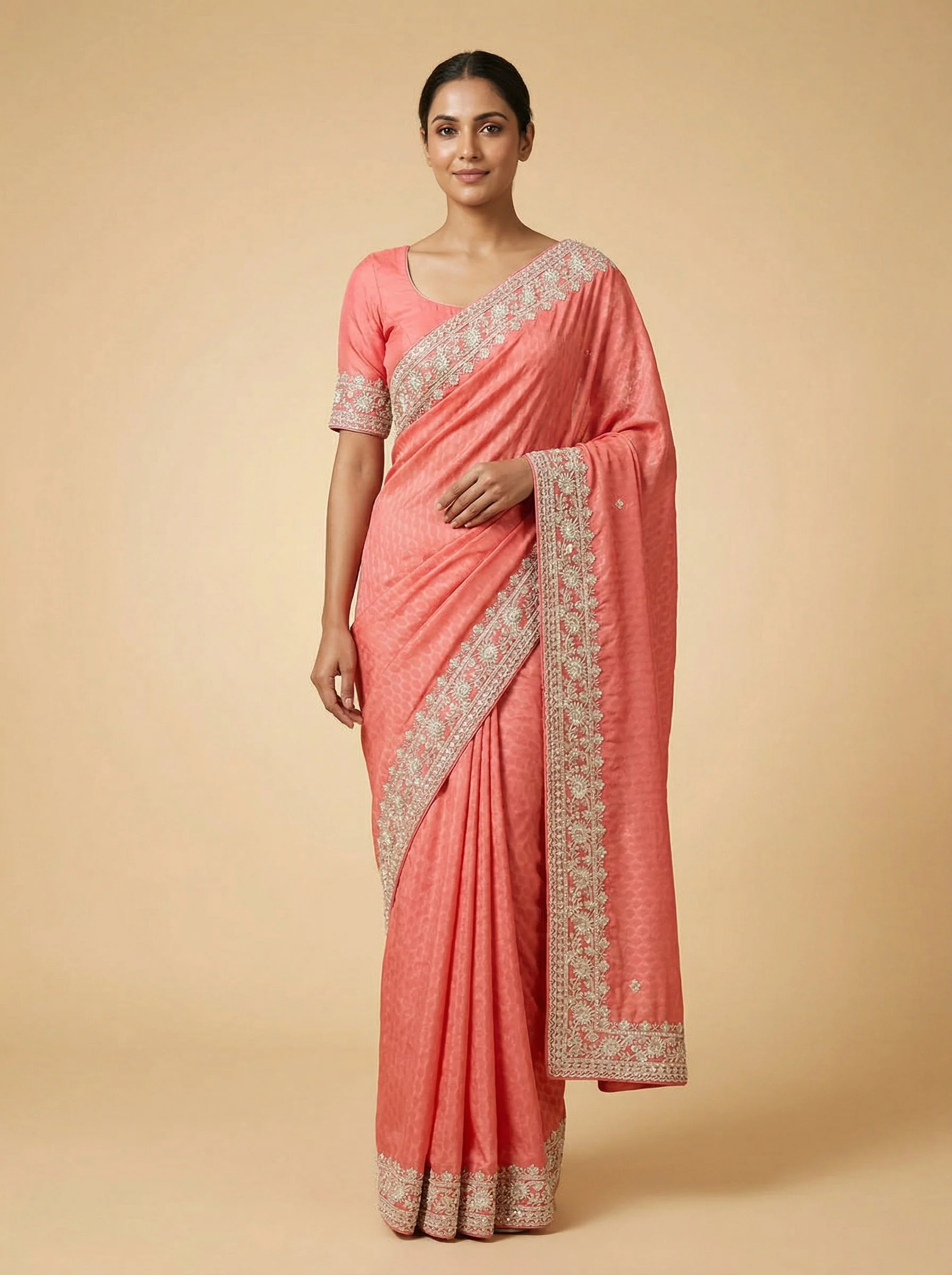 Ombre Bloom Shaded Embroidered Saree