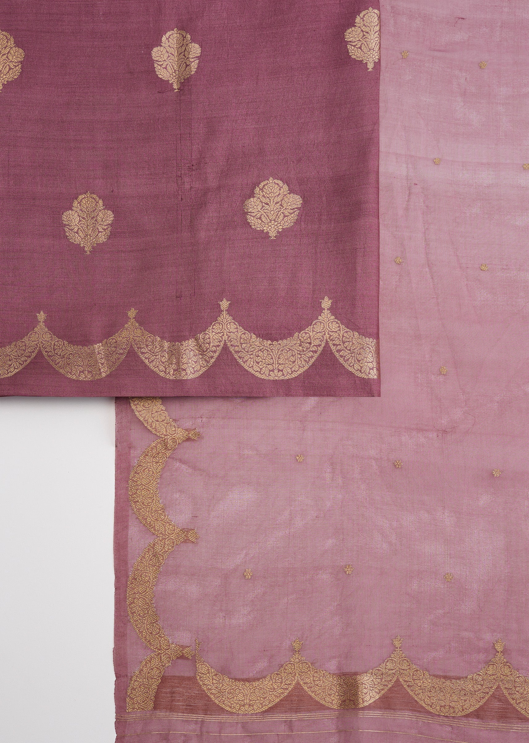 Onion Pink Banarasi Silk Unstitched Suit Set With Dupatta - Image 3