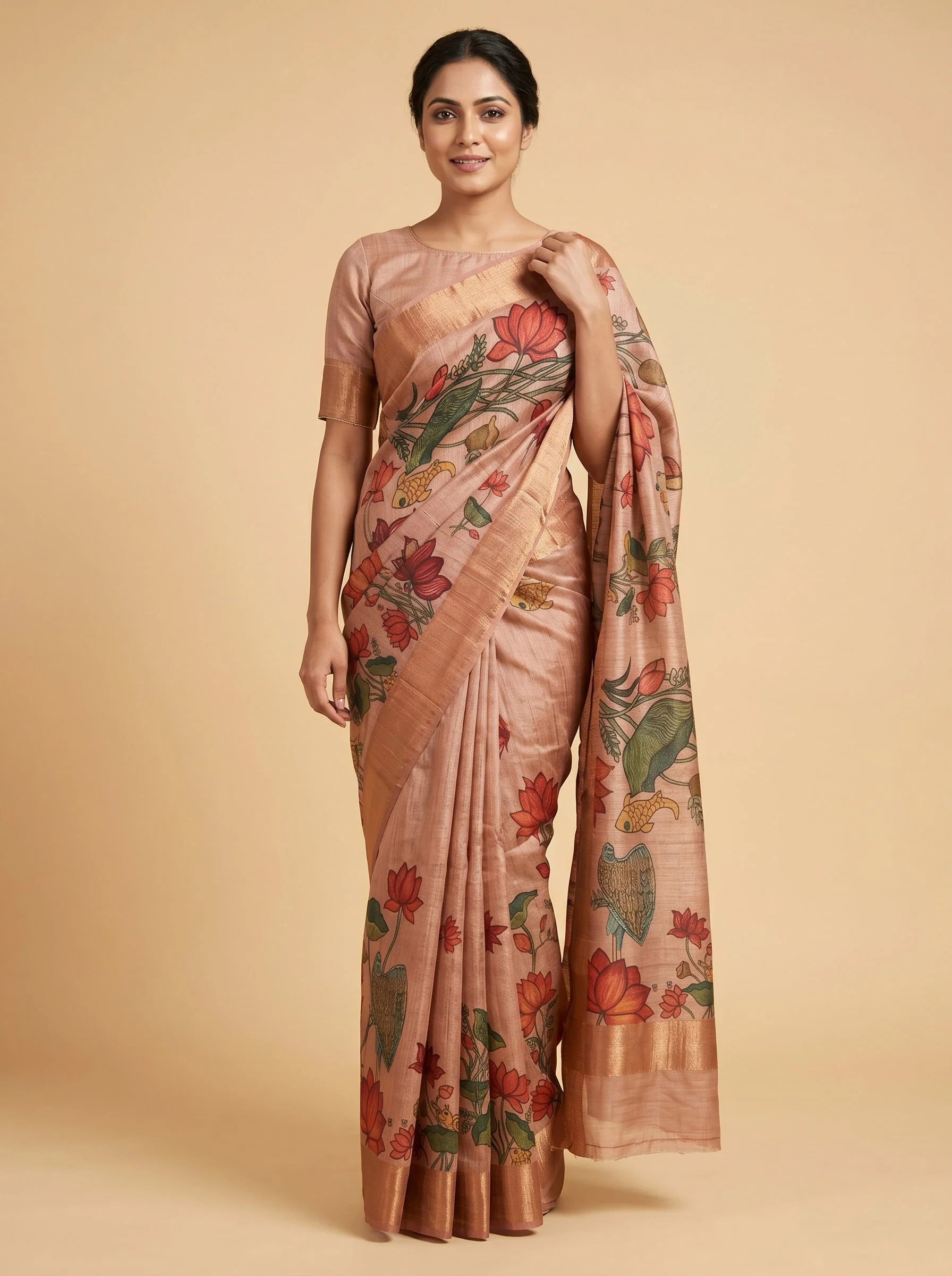 Onion Pink Muted Handloom Saree