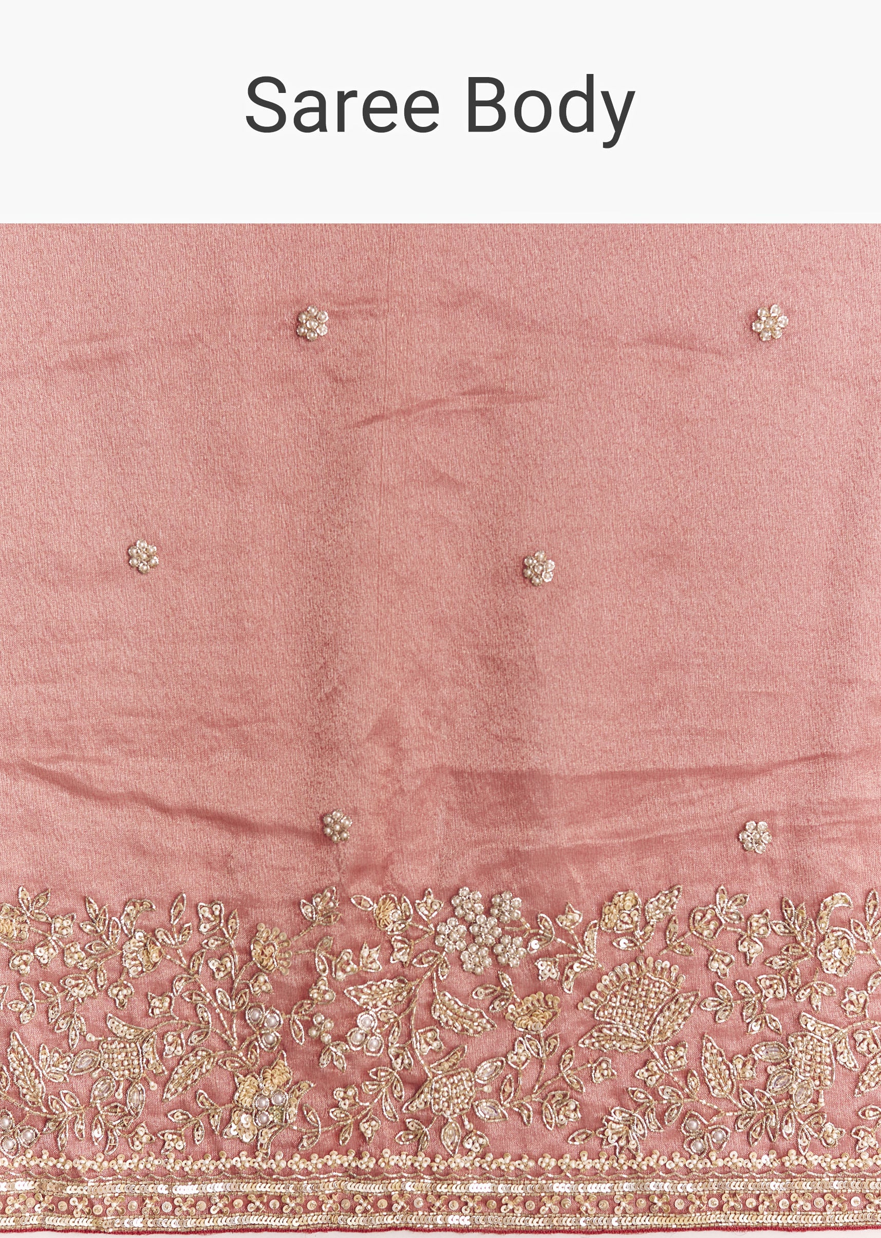 Onion Pink Tissue Saree With Detailed Floral Embroidered Border - Image 9