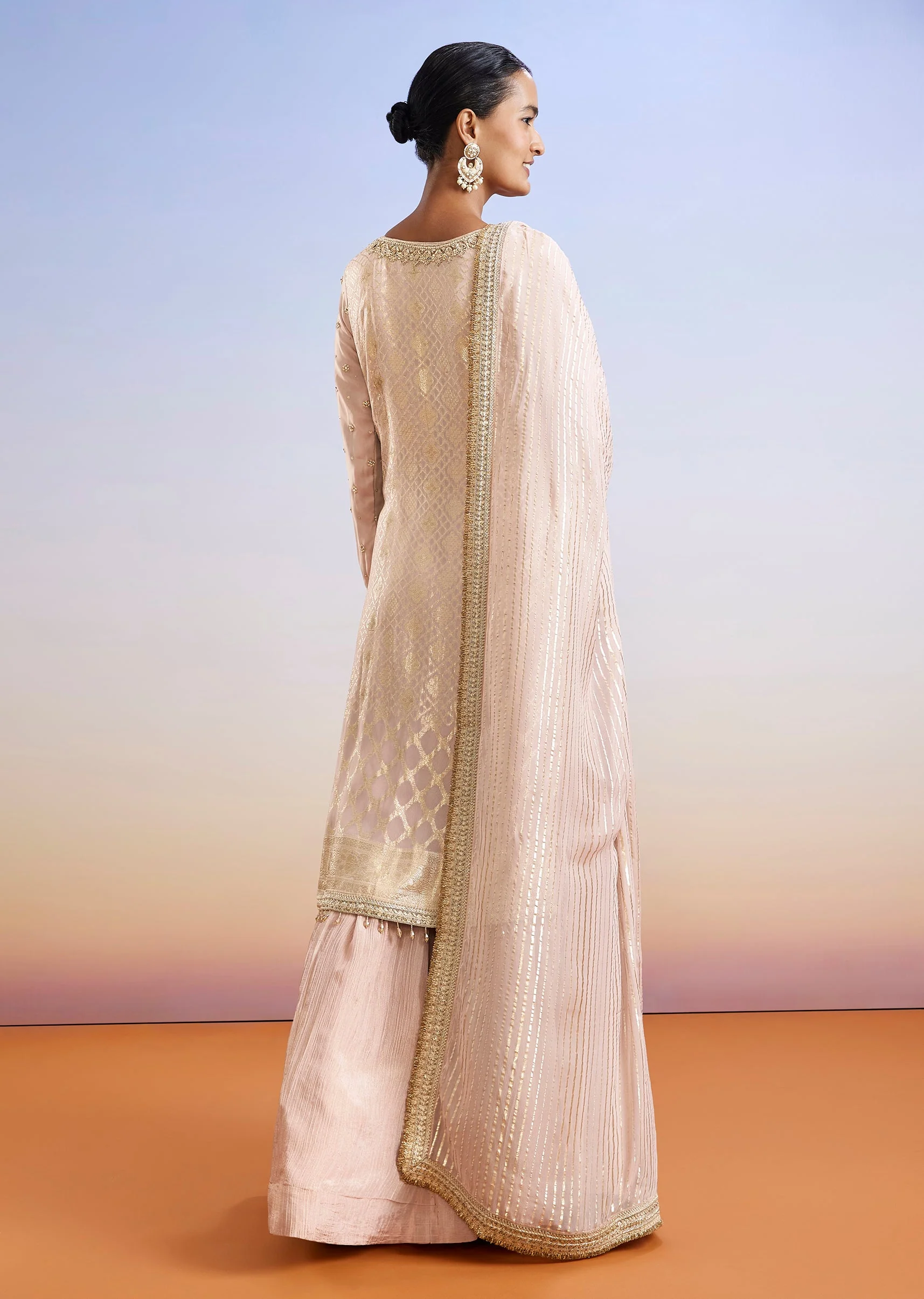 Onion Pink Zardosi Embroidered Sharara Suit With Dupatta - Image 5