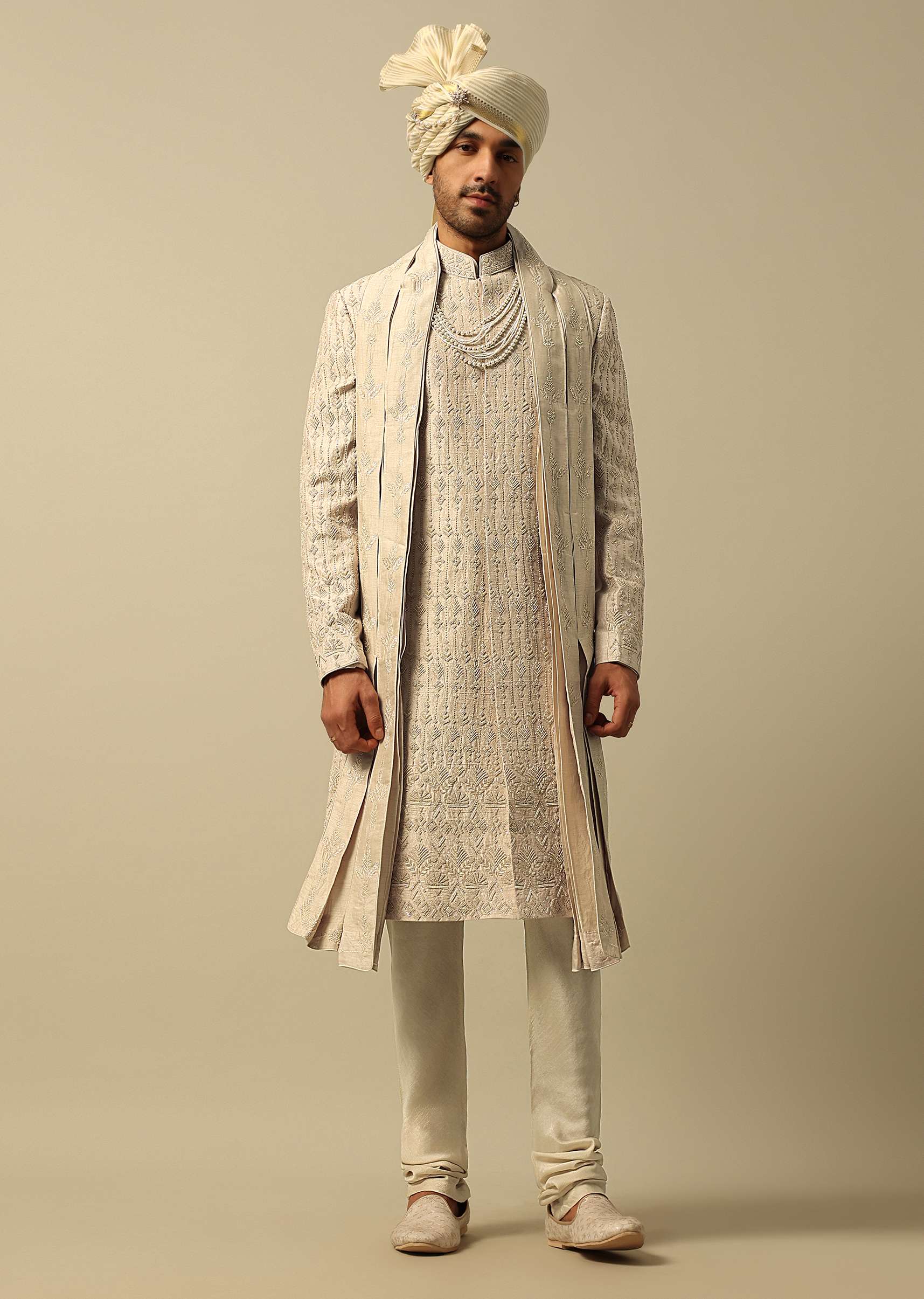 Opulent Gold Embroidered Sherwani Set - Image 2