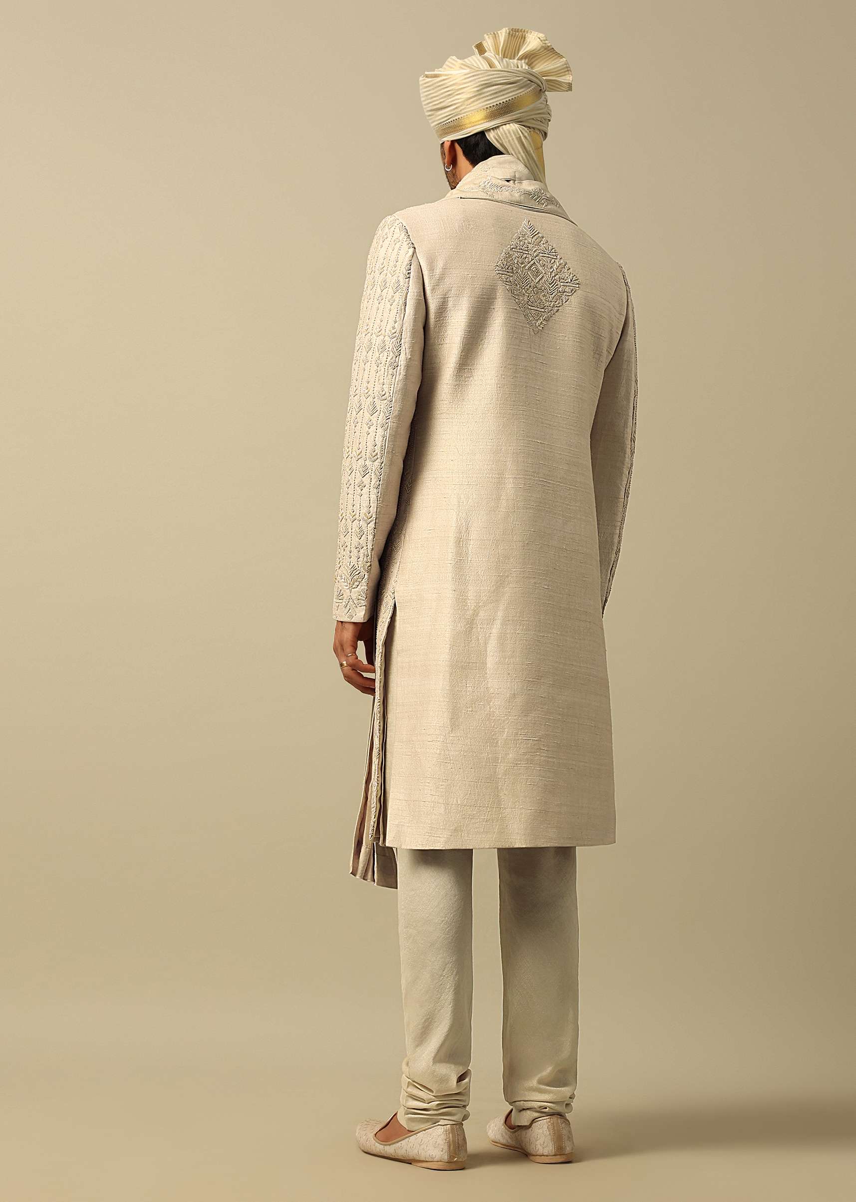 Opulent Gold Embroidered Sherwani Set - Image 5