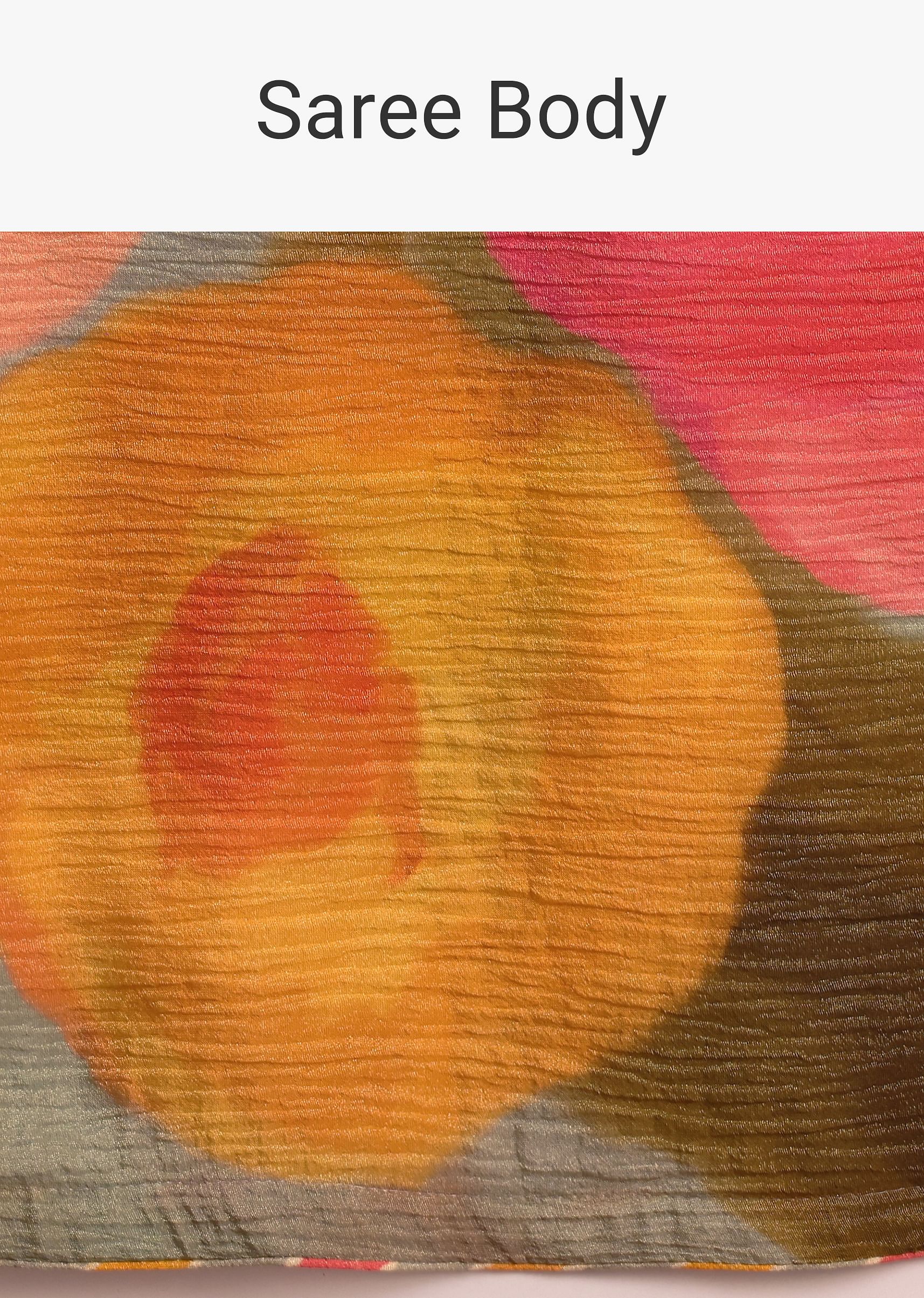 Orange Abstract Printed Crush Saree - Image 9