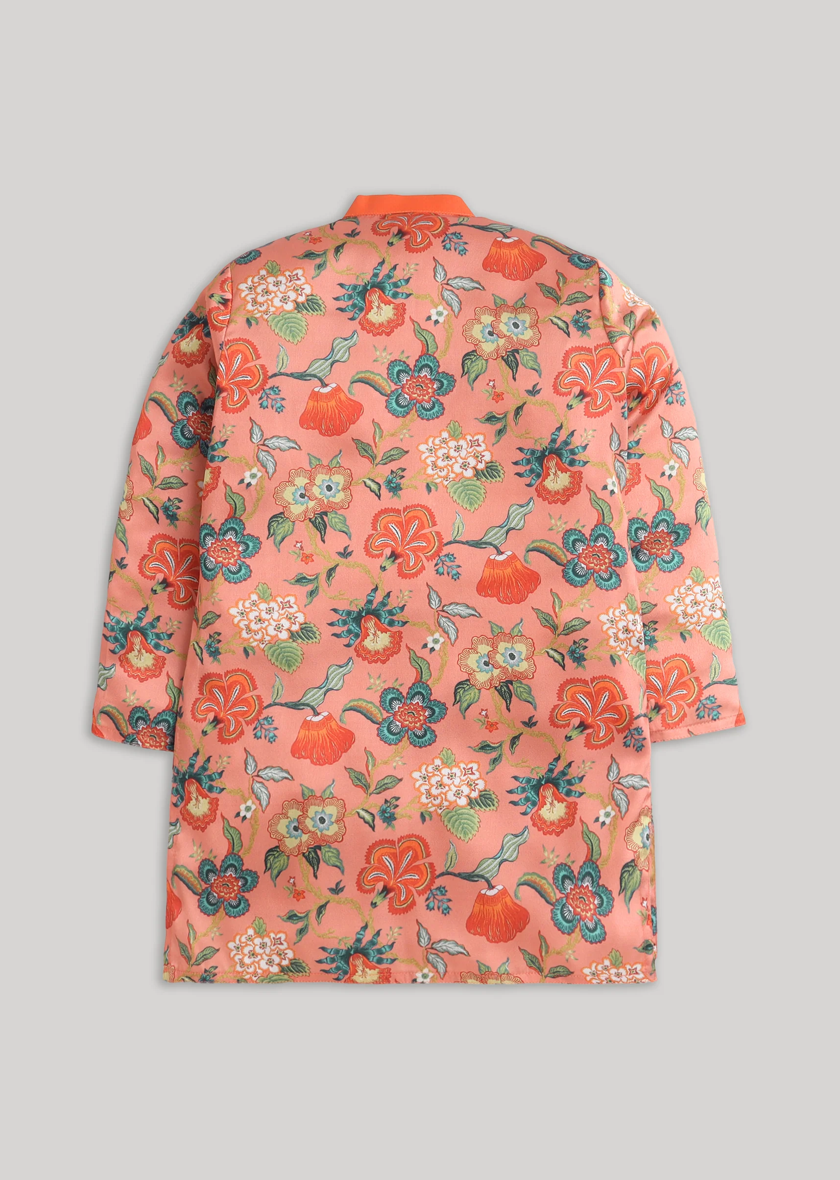Orange And White Kids Kurta Set - Image 4